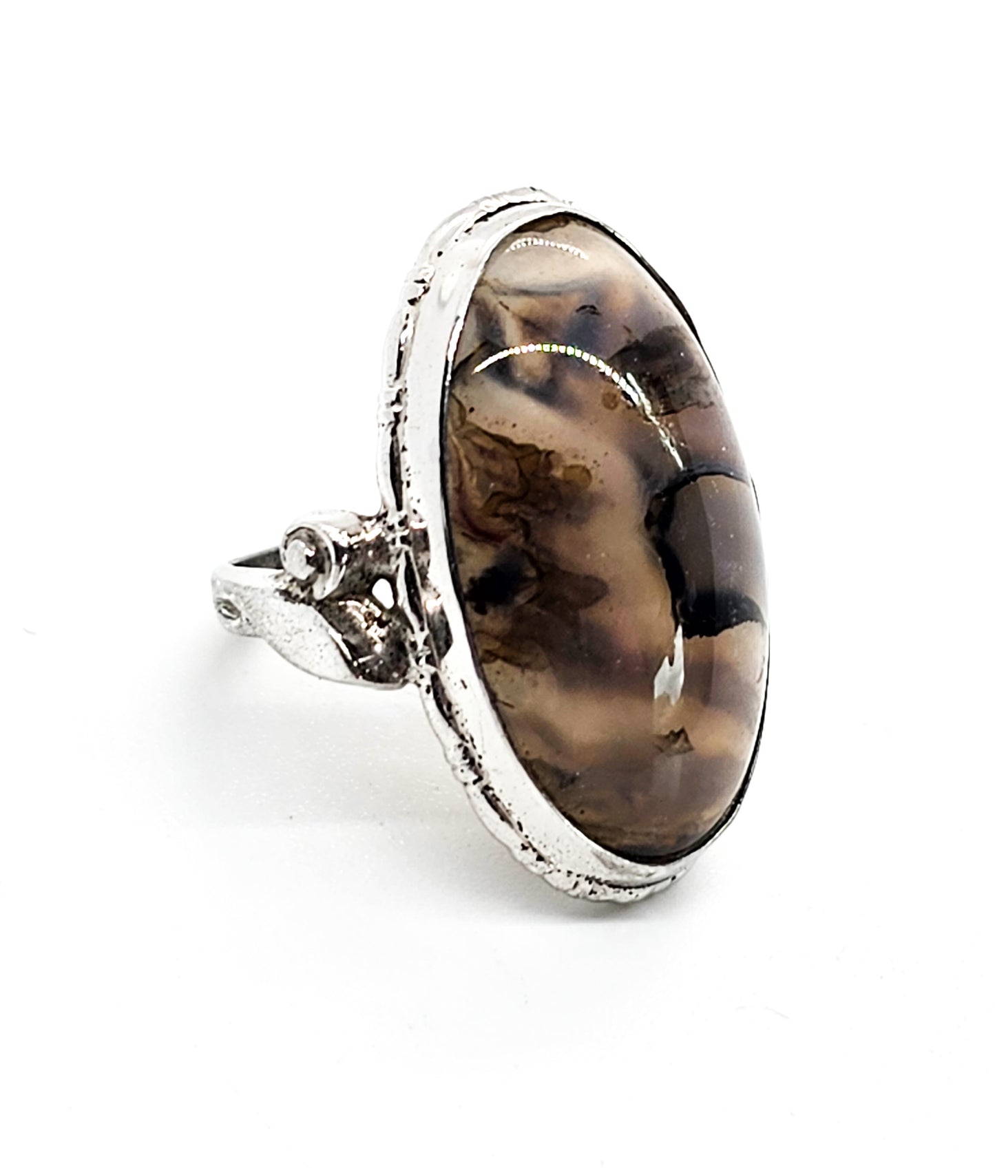 Art Deco Clarks and Coombs Dendritic Agate sterling silver antique ring size 5