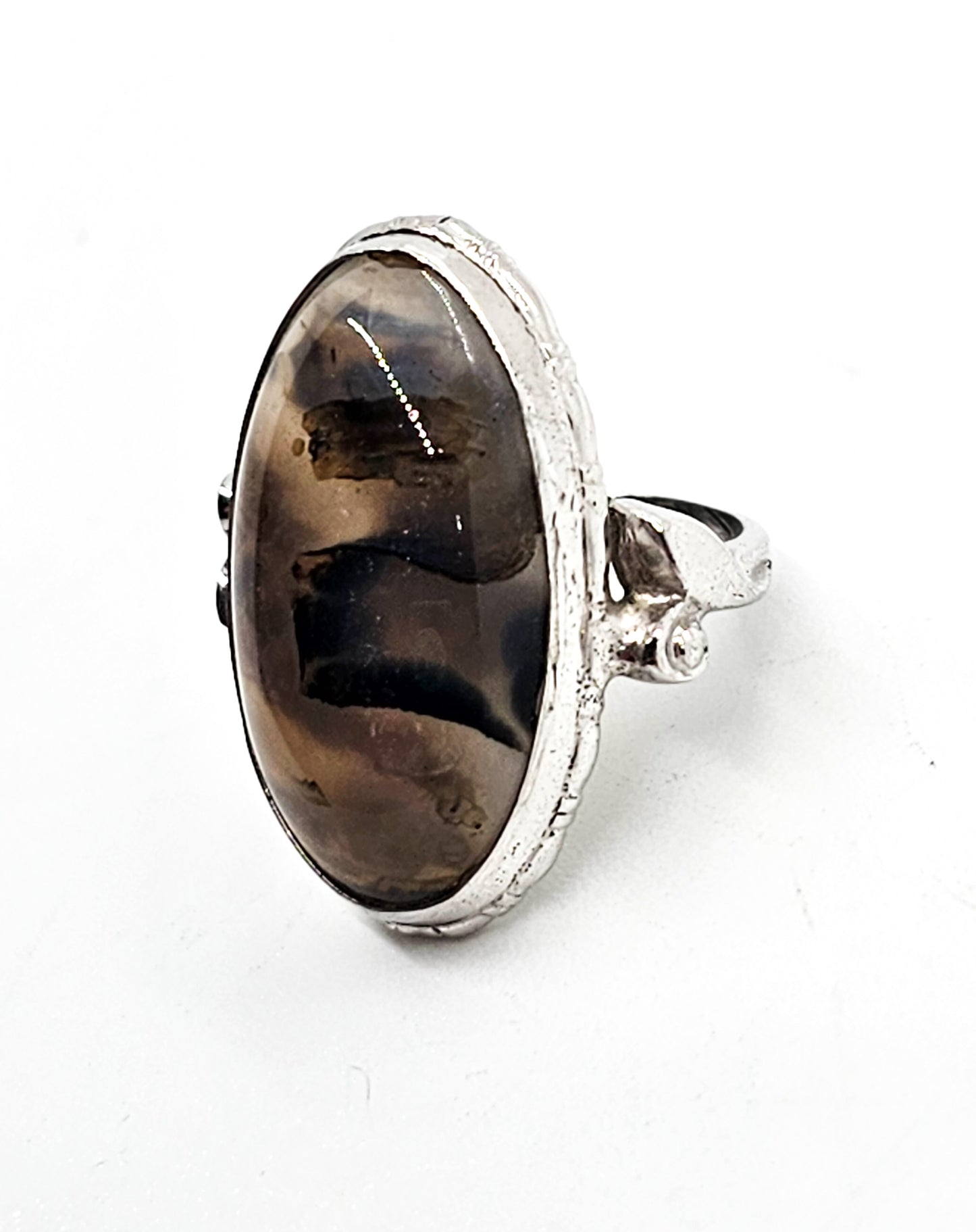 Art Deco Clarks and Coombs Dendritic Agate sterling silver antique ring size 5