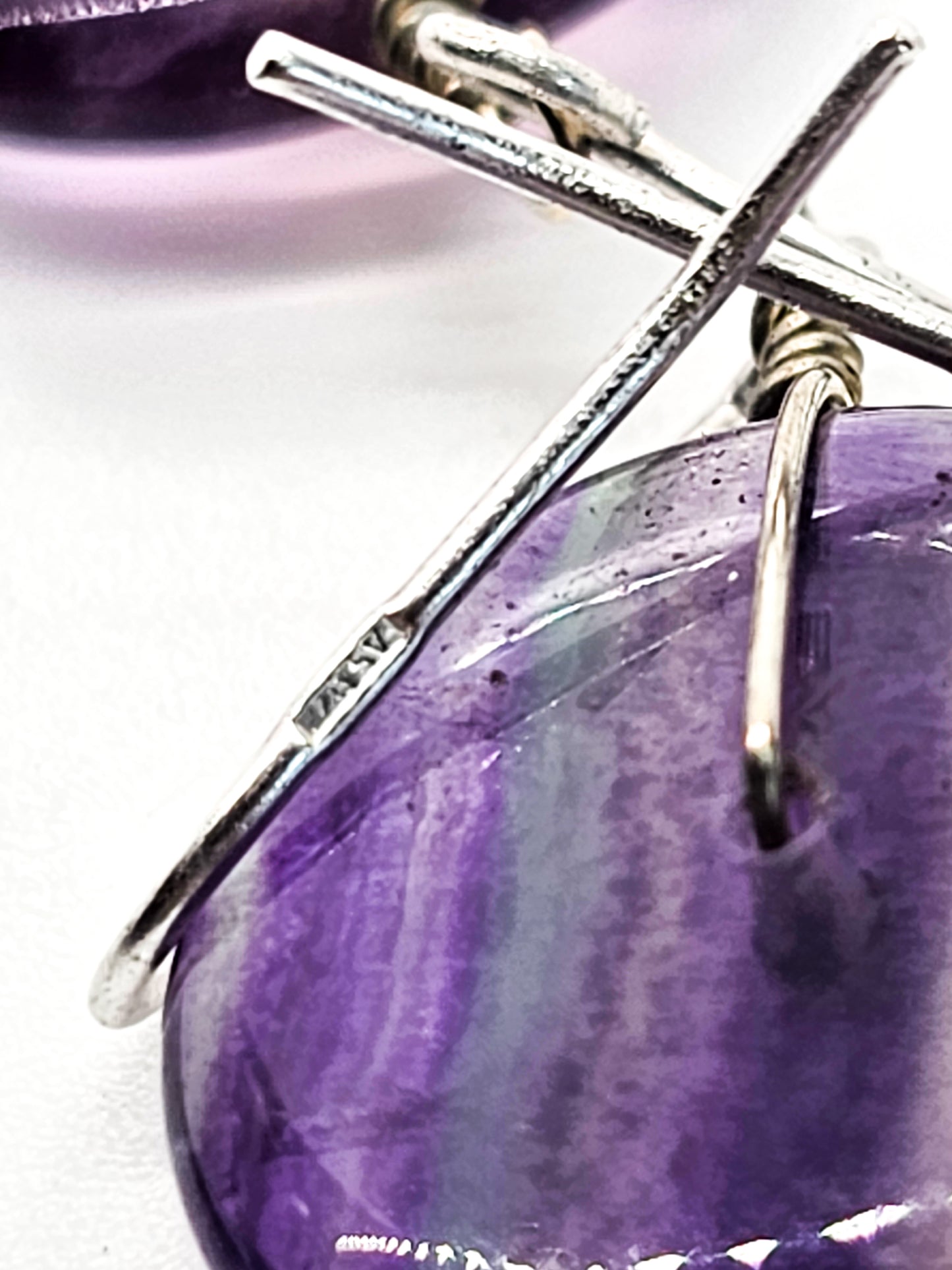 Banded Fluorite Disk FAS sterling silver vintage drop earrings Fluorite Donut