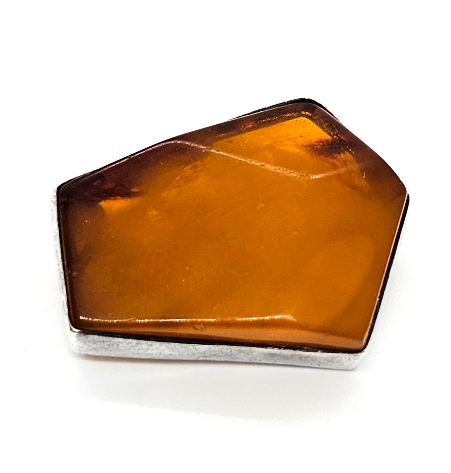 Polish Baltic Amber Abstract vintage sterling silver brooch