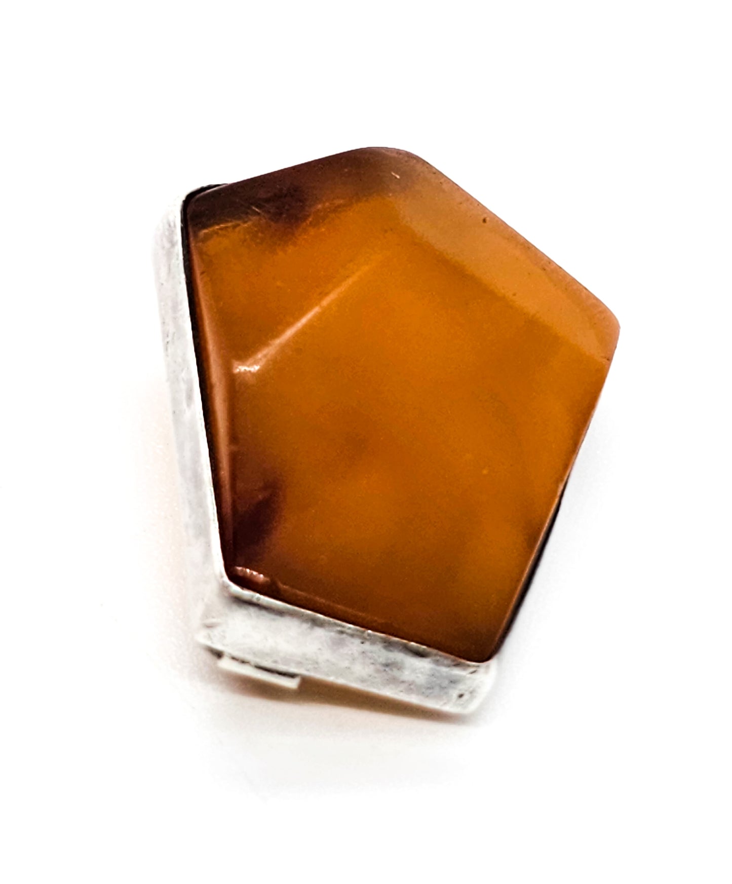 Polish Baltic Amber Abstract vintage sterling silver brooch