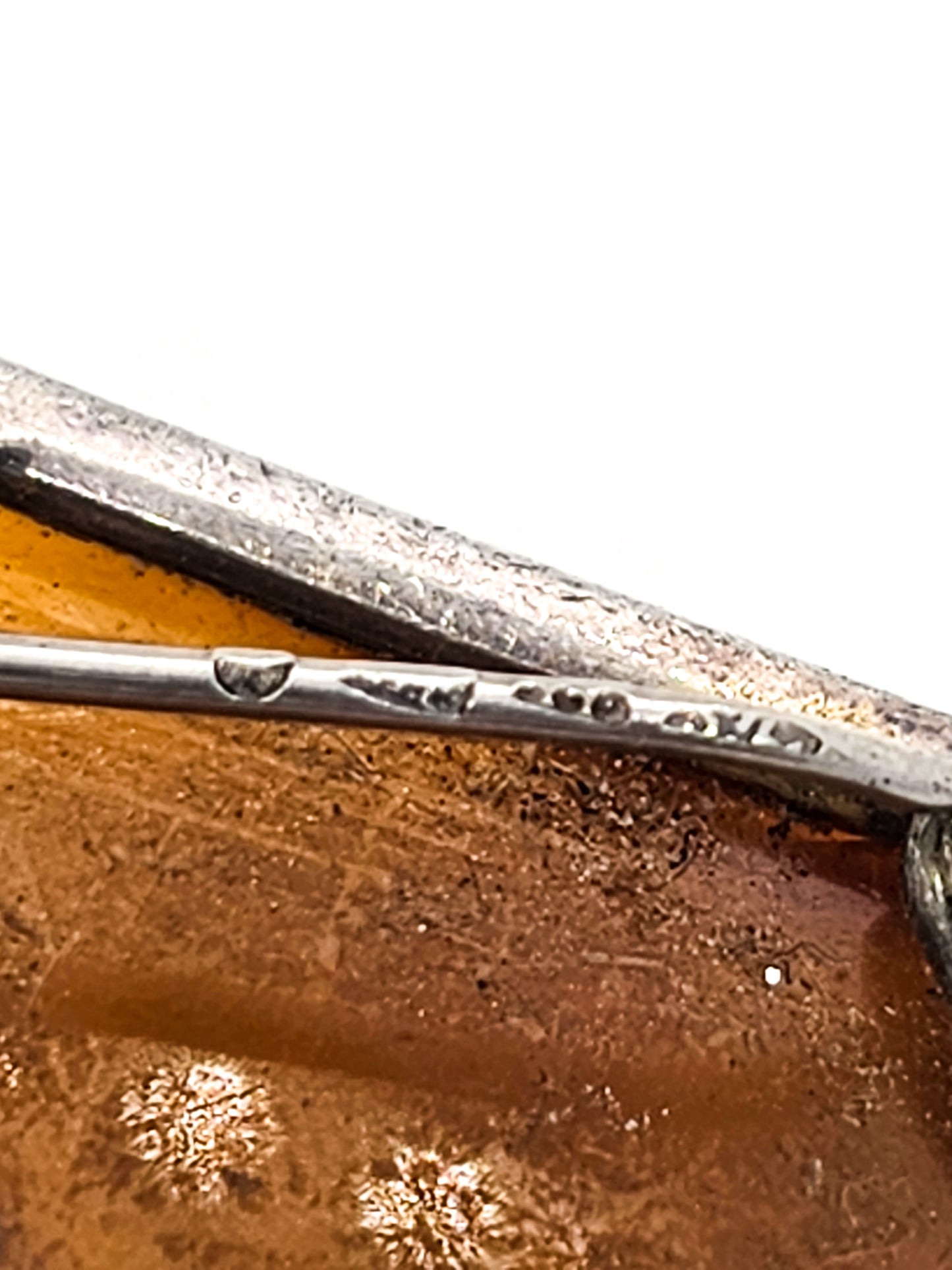 Polish Baltic Amber Abstract vintage sterling silver brooch