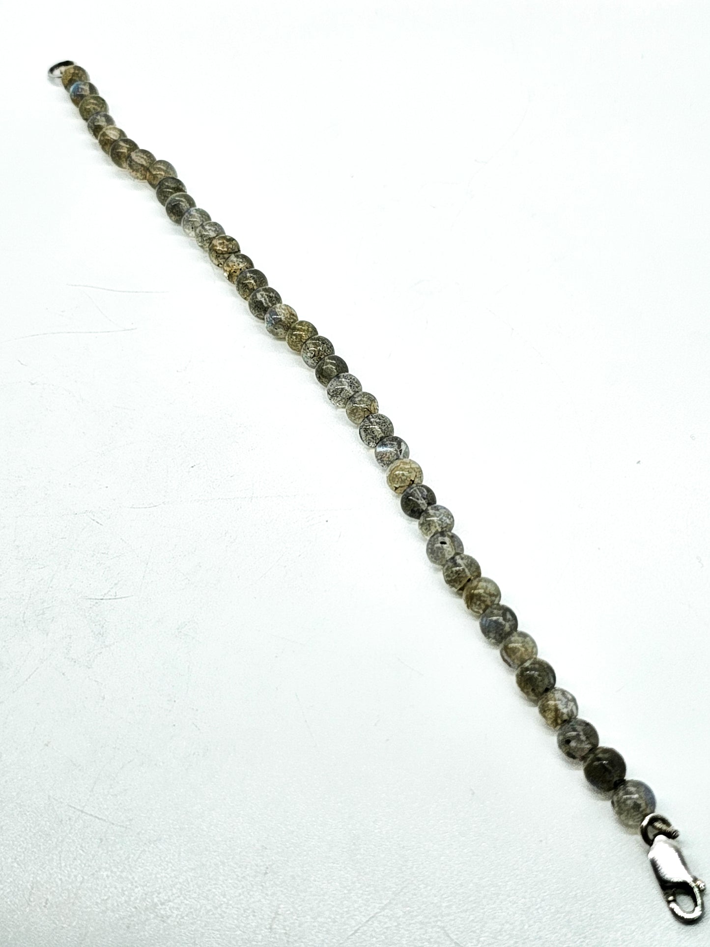 Labradorite flashy beaded sterling silver bracelet