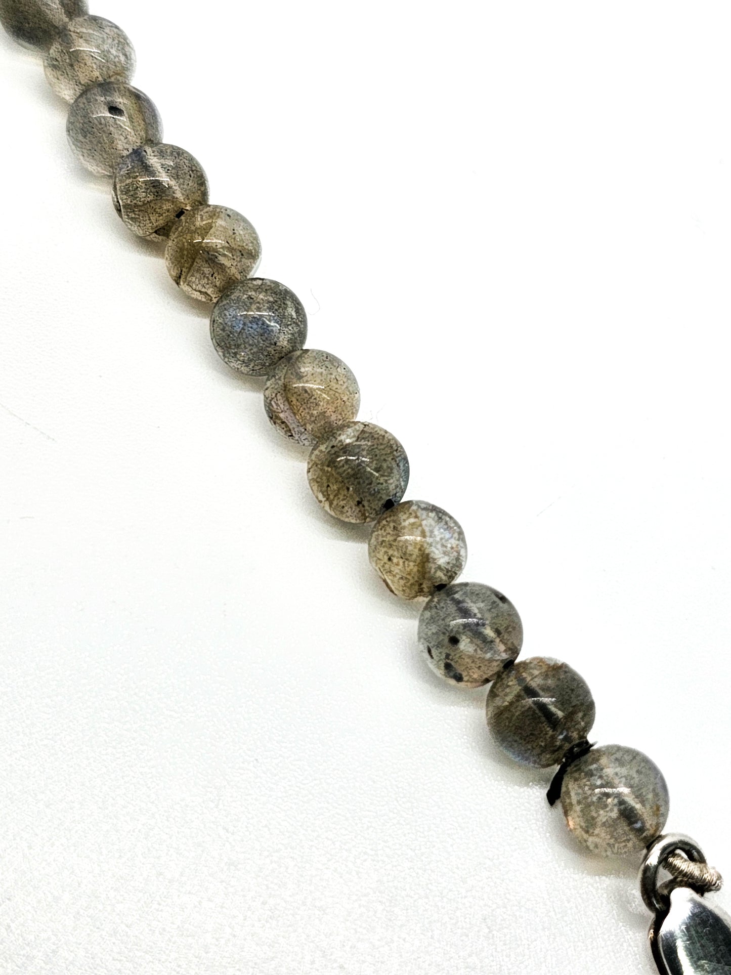 Labradorite flashy beaded sterling silver bracelet