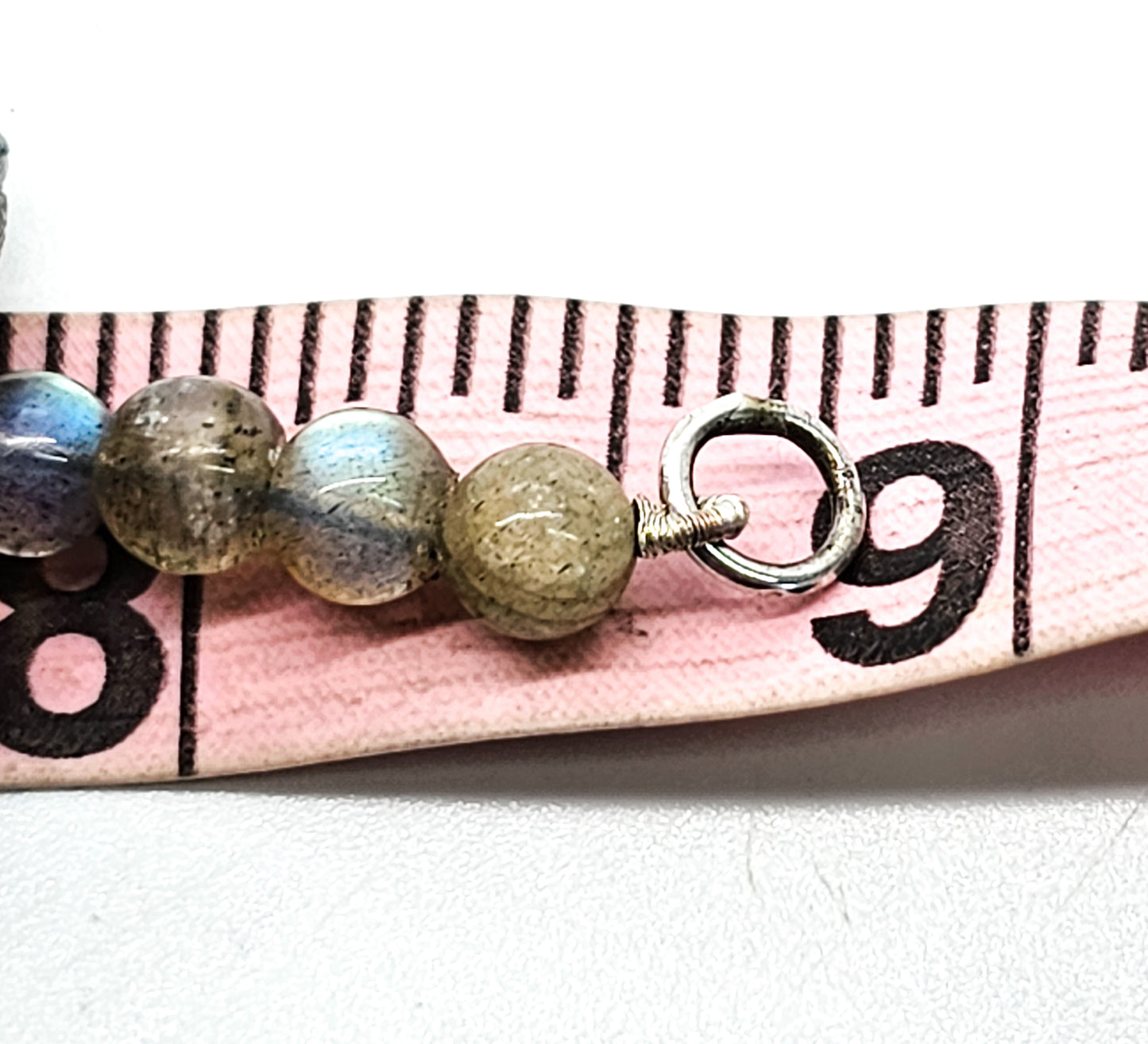 Labradorite flashy beaded sterling silver bracelet