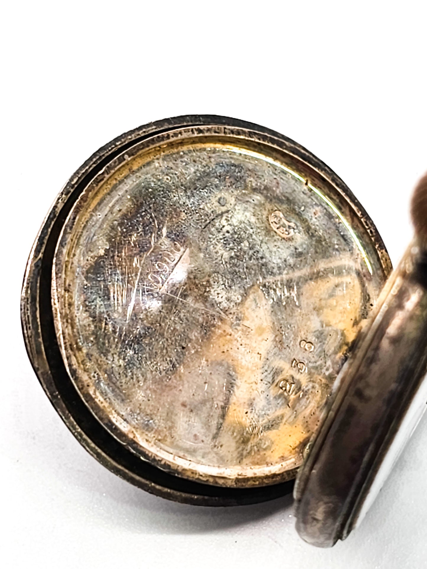 Bijou Bee and flower garden motif antique 900 silver pocket watch non working