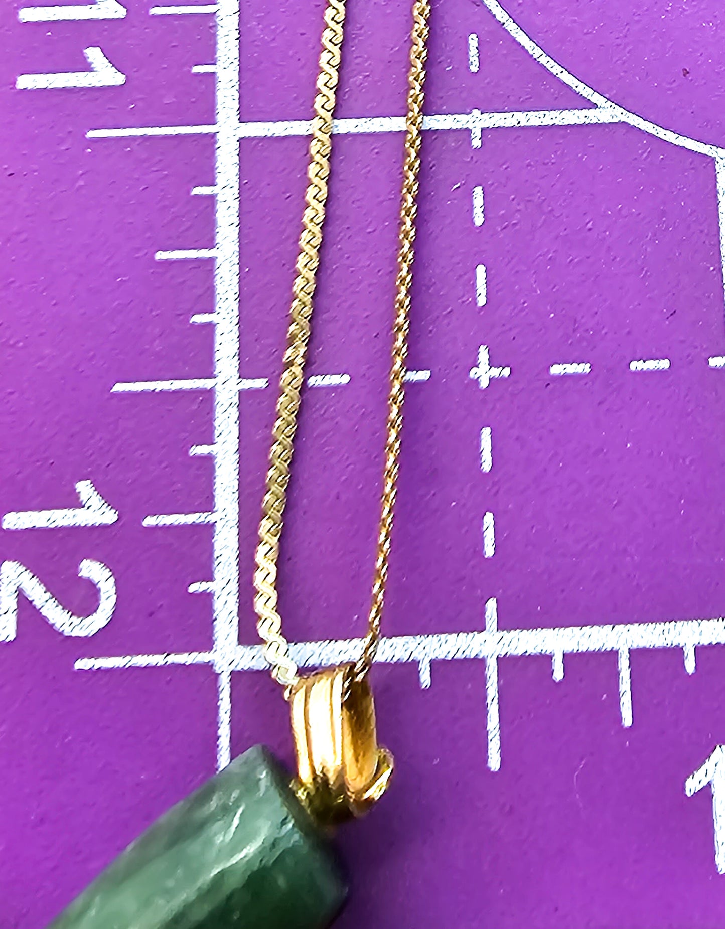 Nephrite Jade green gemstone Mano Figa Vermeil gold filled vintage necklace