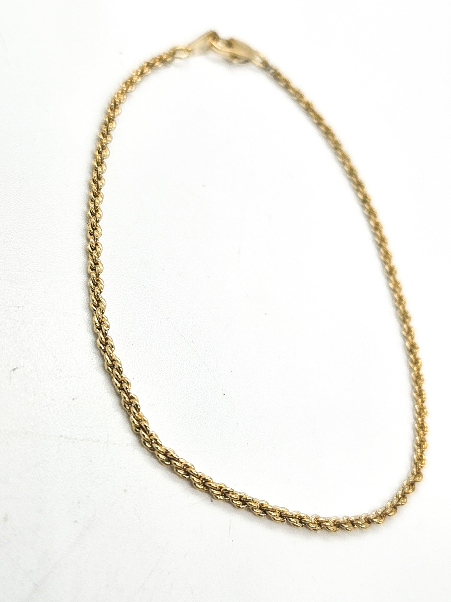 Twisted rope vintage retro 90's gold toned tennis bracelet 7.5 inches