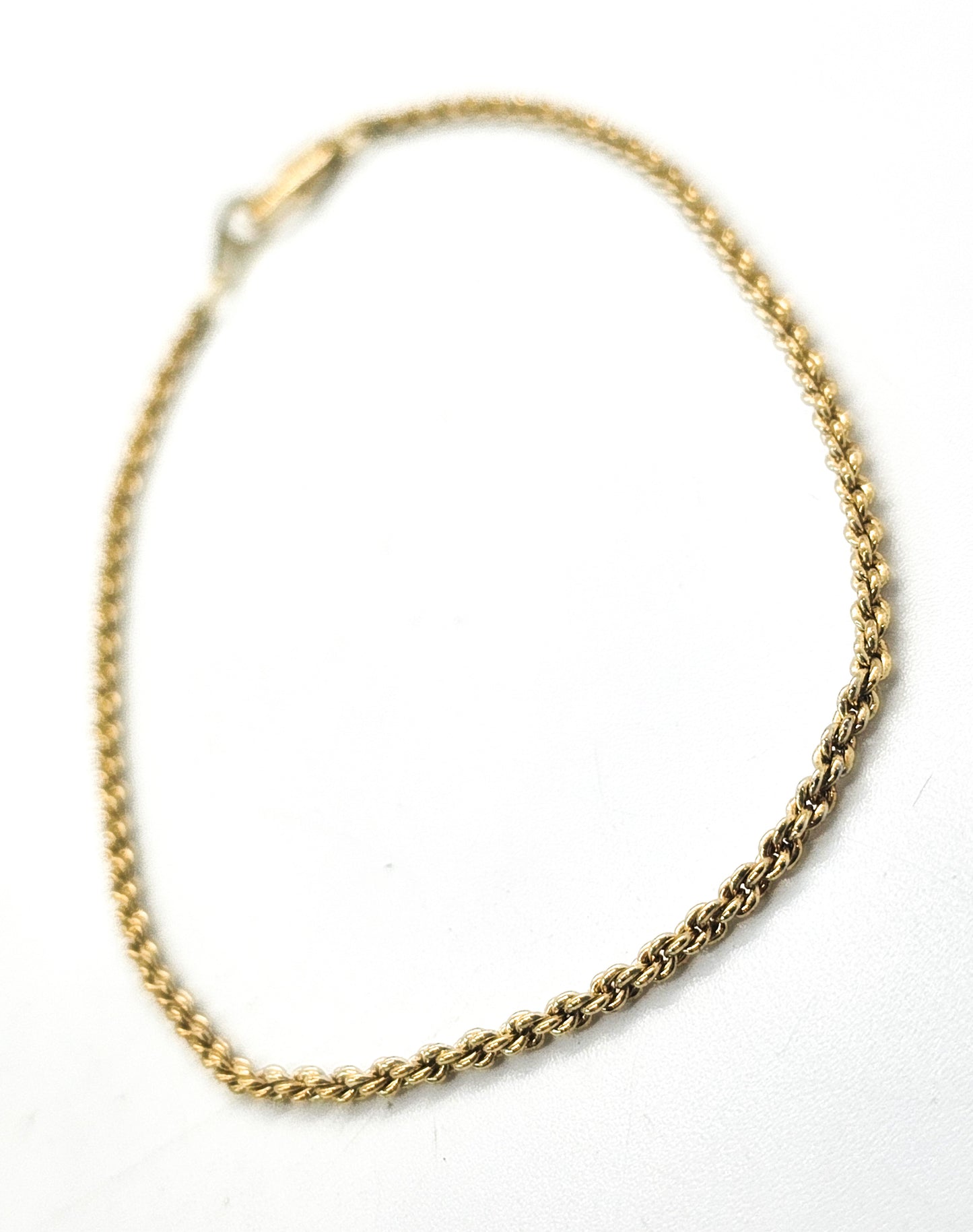 Twisted rope vintage retro 90's gold toned tennis bracelet 7.5 inches