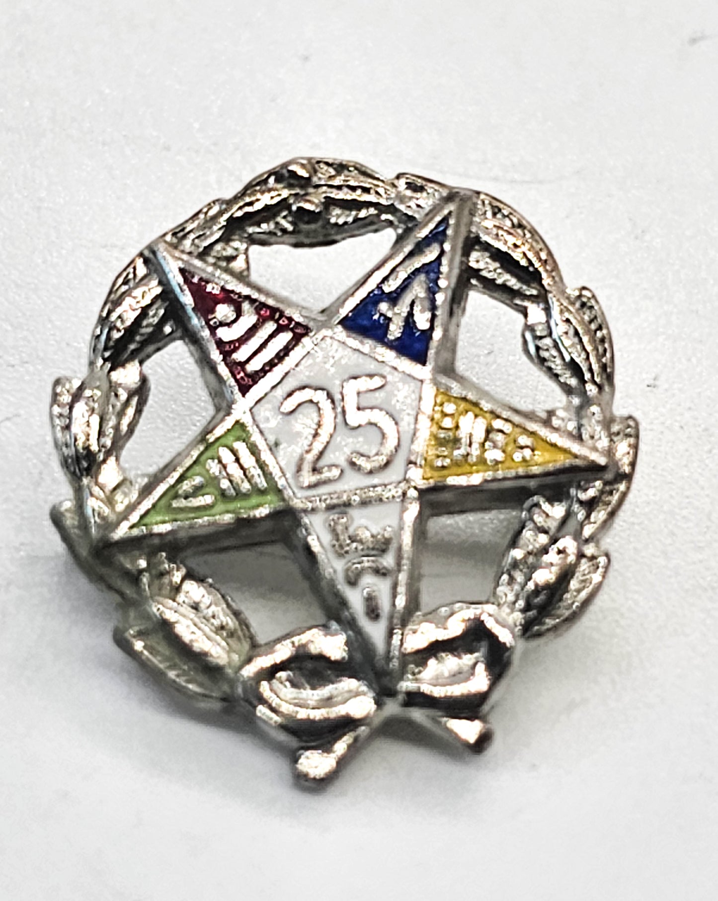 Order of the Eastern Star Masonic fraternity enamel silver plated vintage brooch