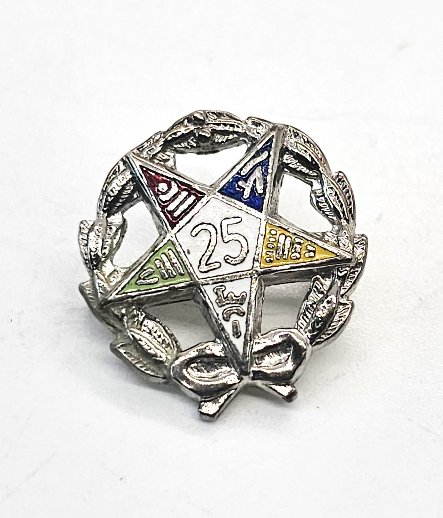 Order of the Eastern Star Masonic fraternity enamel silver plated vintage brooch