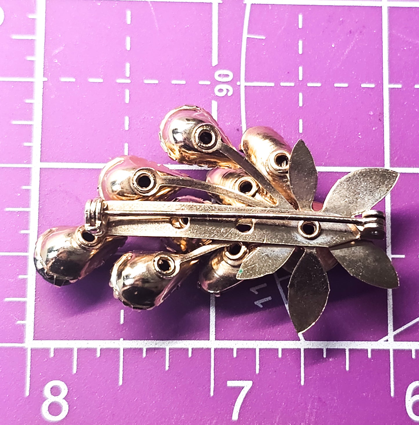 Smokey rhinestone flower mid century vintage rhinestone brooch