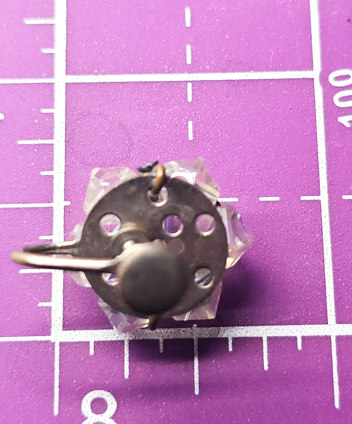 Austrian Crystal Aurora borealis small beaded vintage cluster screw back earrings