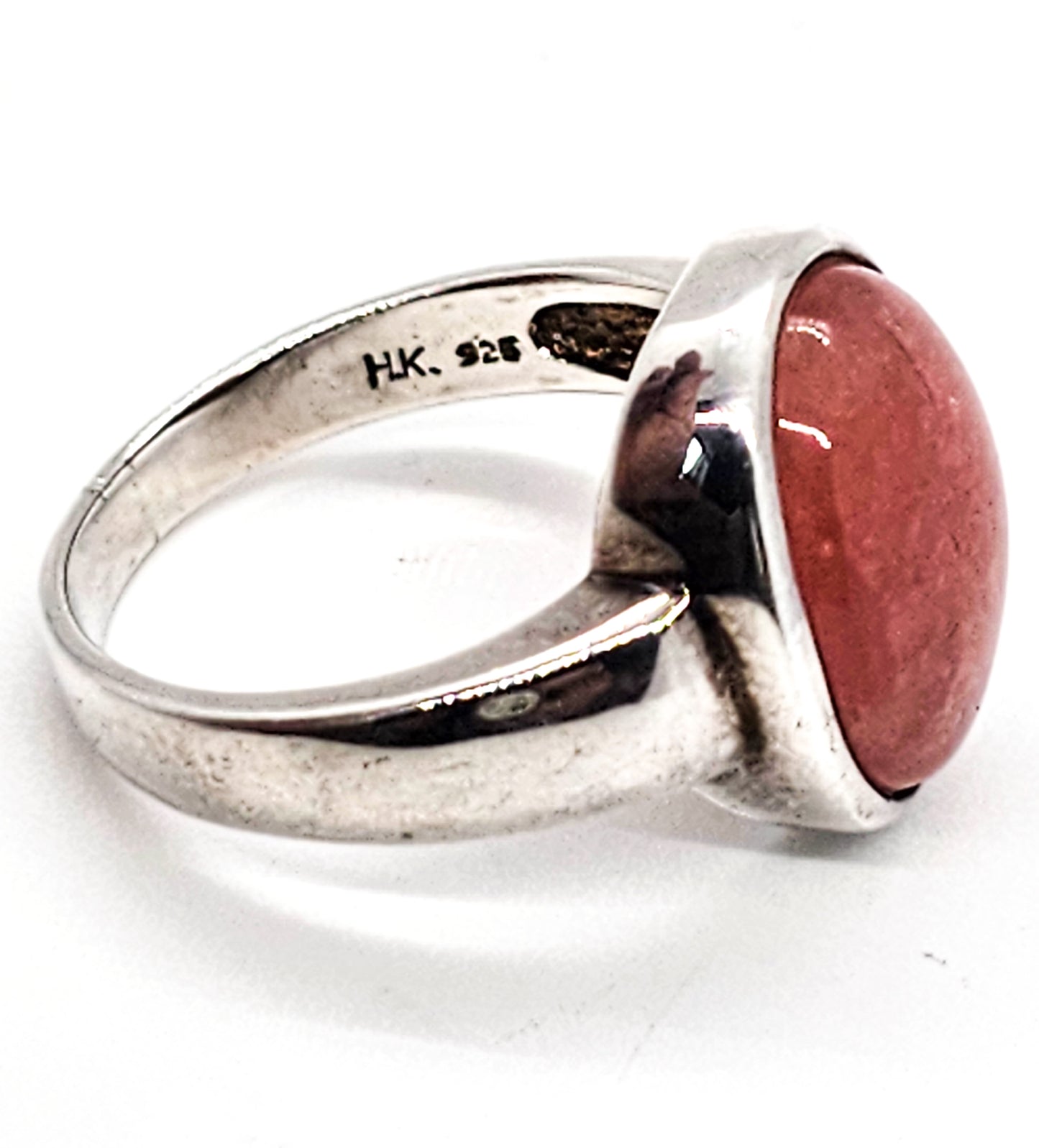 Badavichi Rhodonite pink gemstone signed vintage sterling silver ring size 10