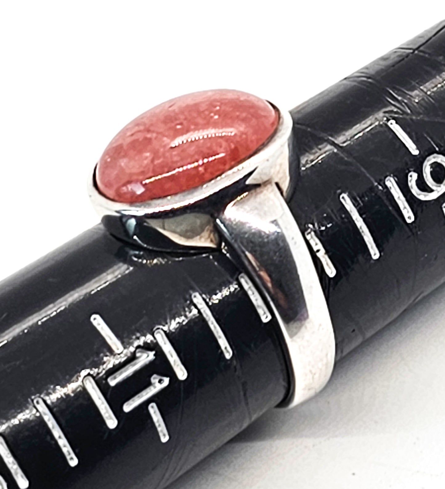 Badavichi Rhodonite pink gemstone signed vintage sterling silver ring size 10