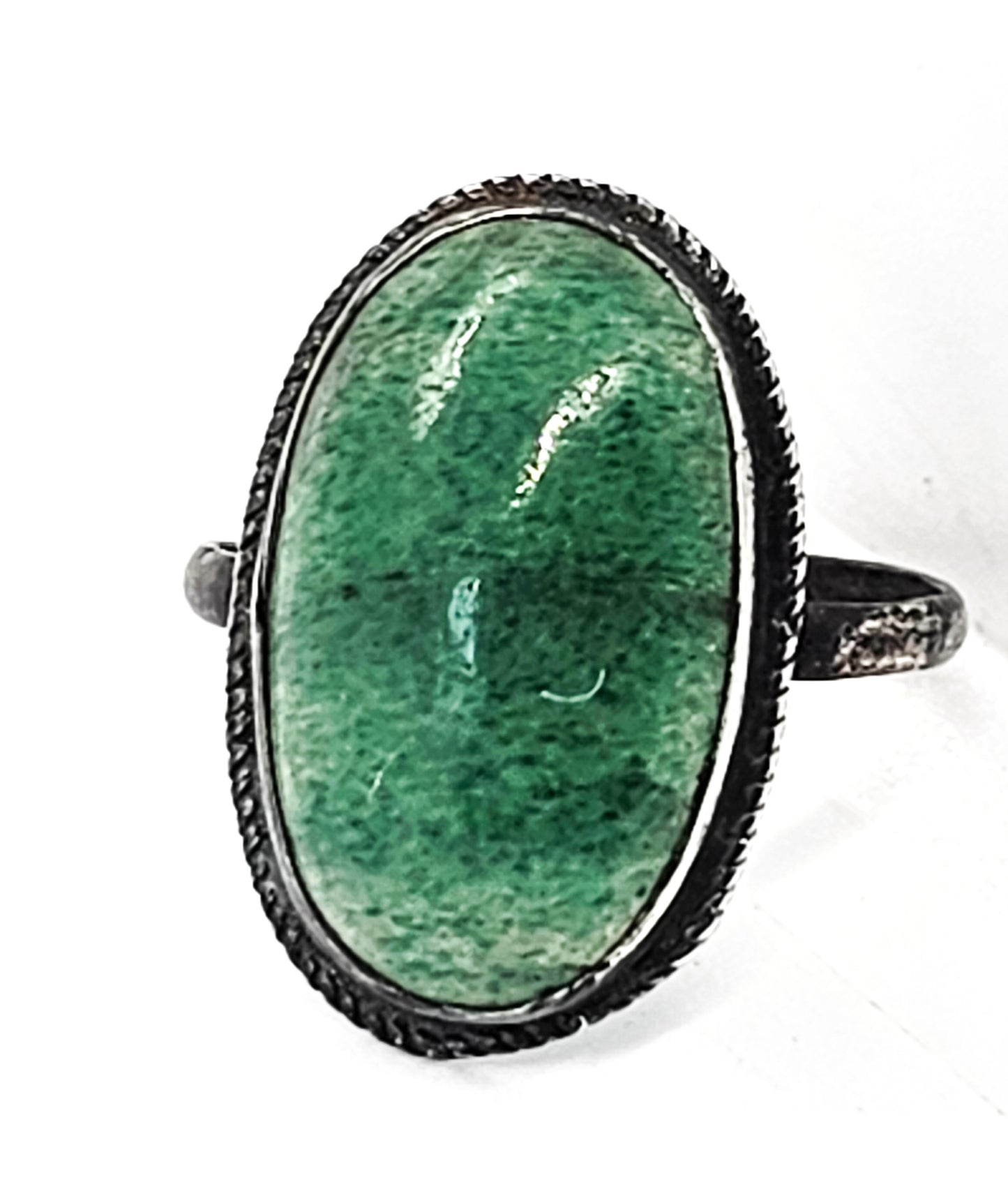 Nephrite Jade vintage green jade gemstone sterling silver ring size 8