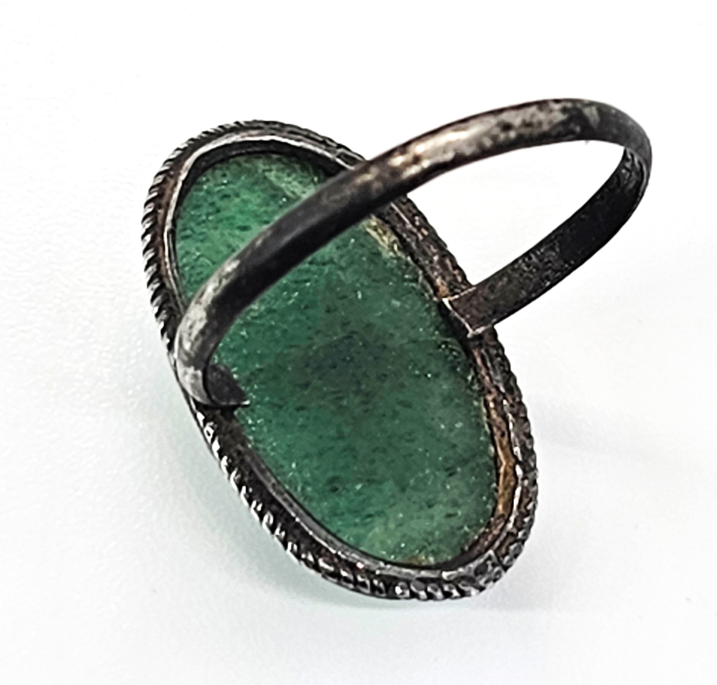 Nephrite Jade vintage green jade gemstone sterling silver ring size 8