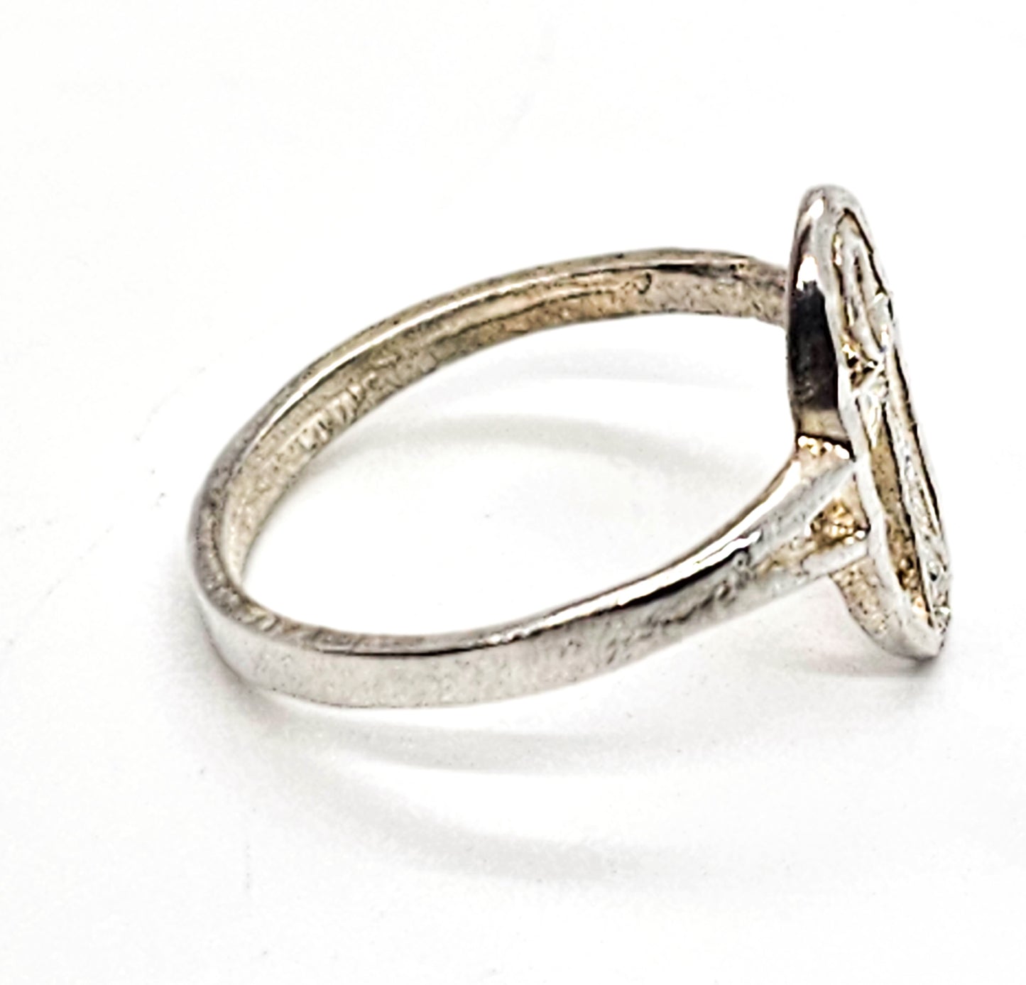 Ankh Key of Life Egyptian Revival vintage sterling silver open work ring size 7.5