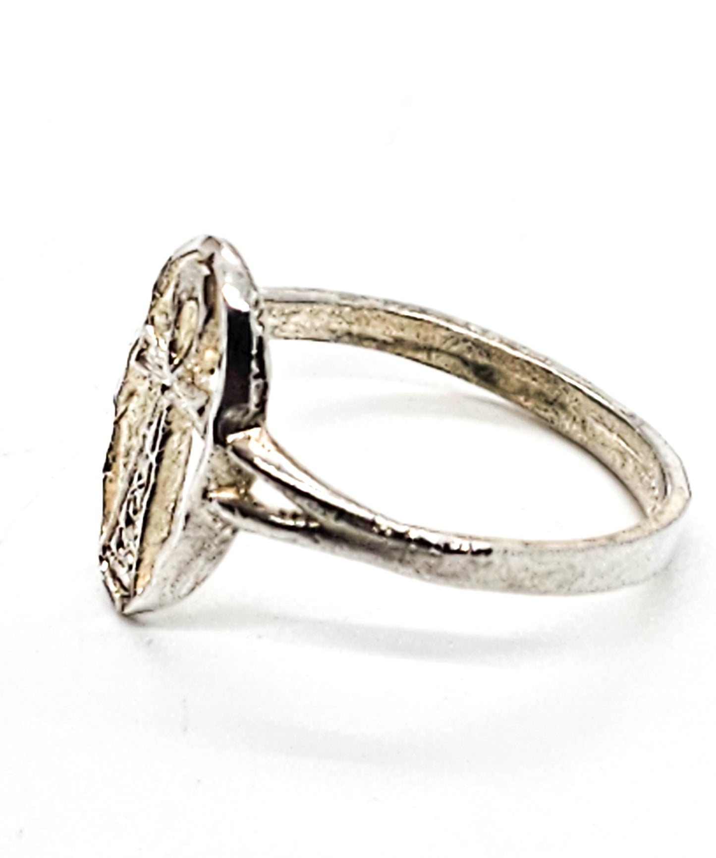 Ankh Key of Life Egyptian Revival vintage sterling silver open work ring size 7.5