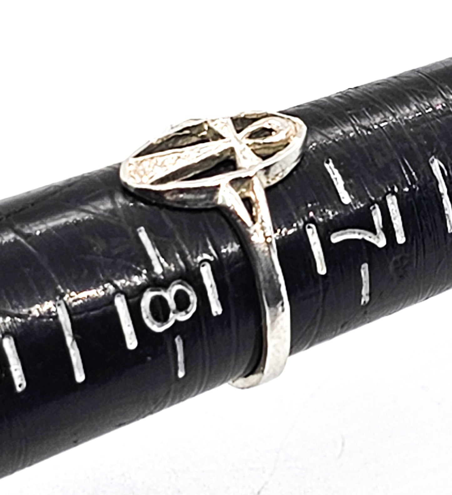 Ankh Key of Life Egyptian Revival vintage sterling silver open work ring size 7.5