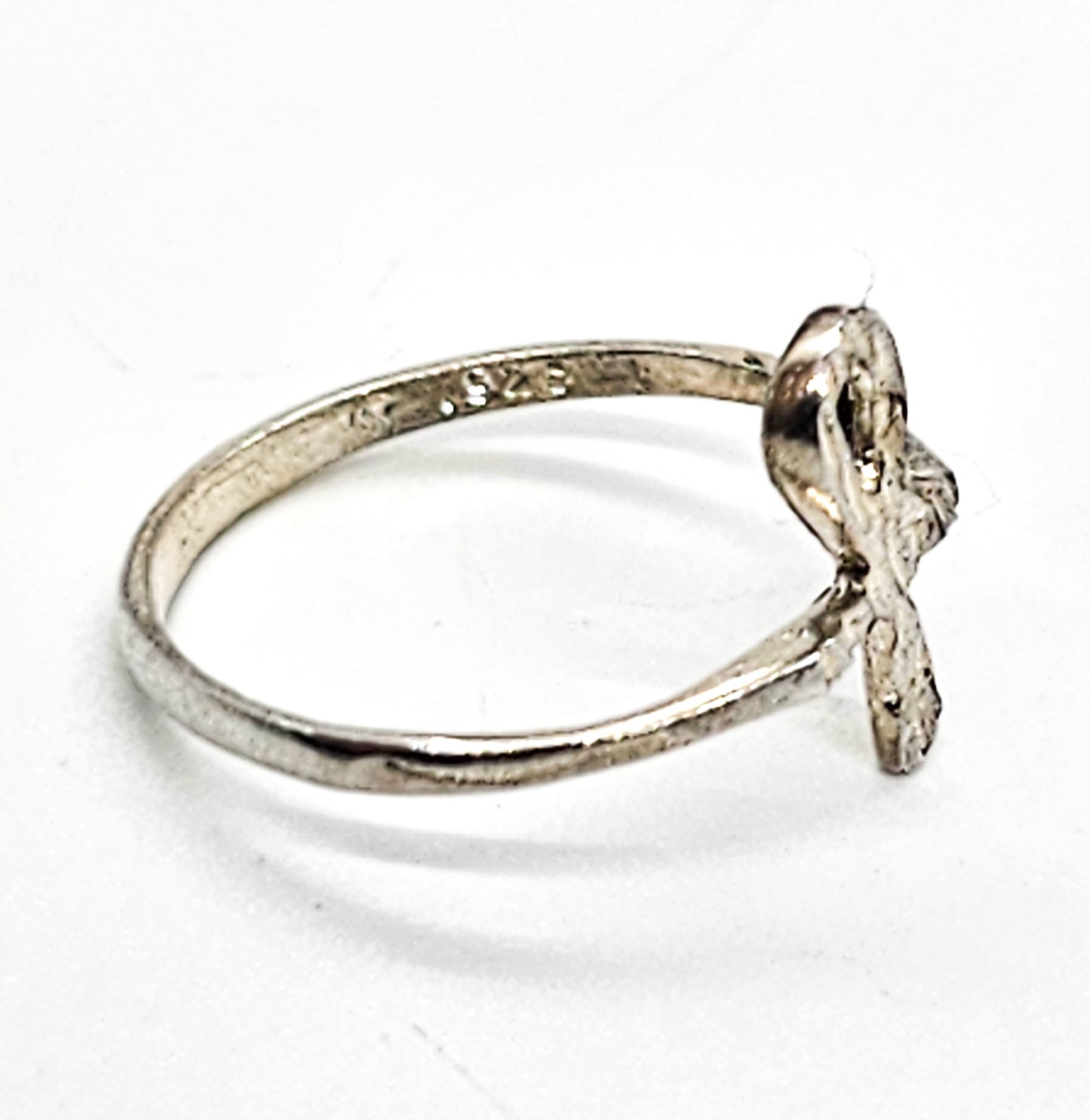 Ankh Key of Life Egyptian Revival vintage sterling silver etched ring size 8.5
