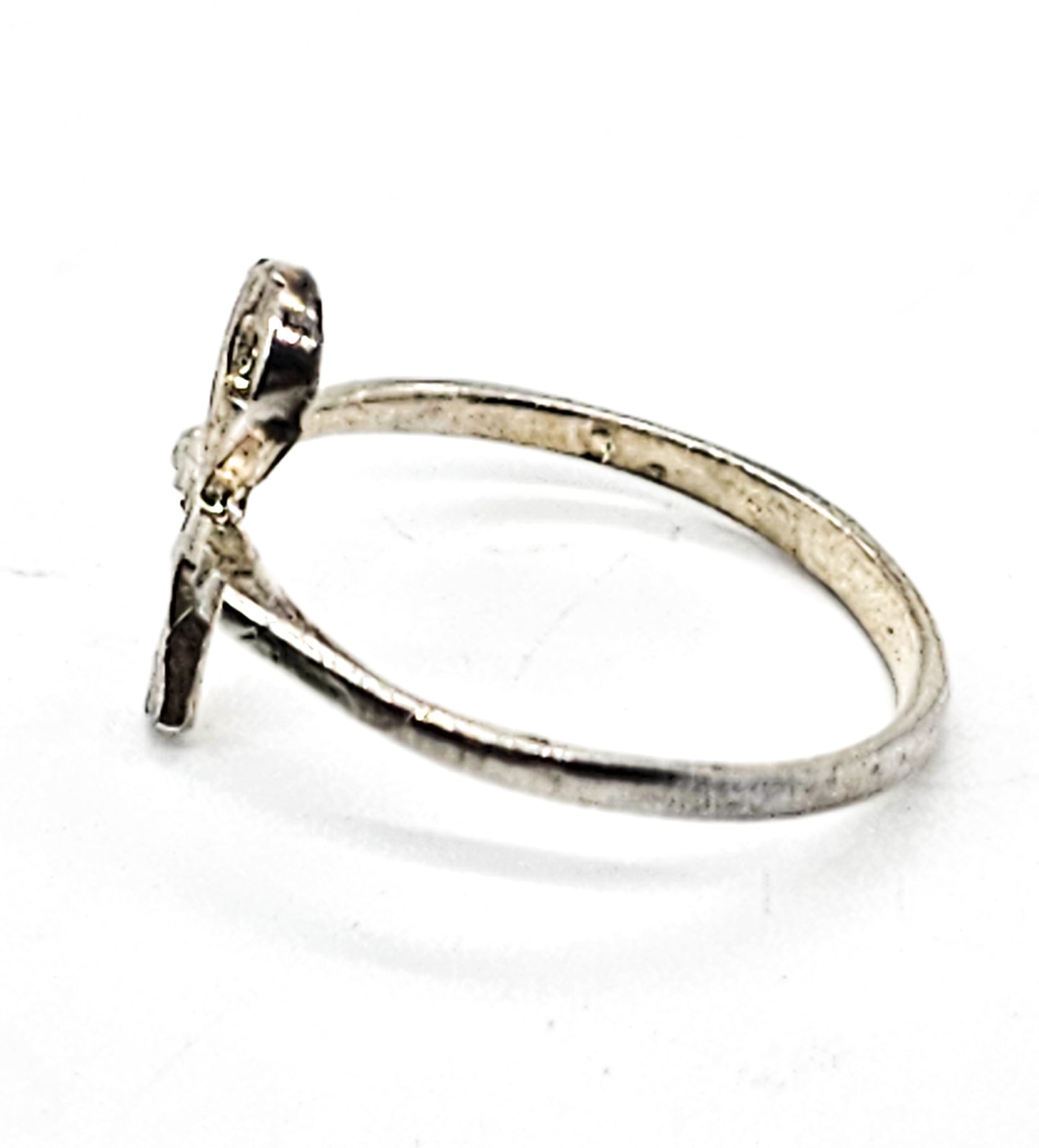 Ankh Key of Life Egyptian Revival vintage sterling silver etched ring size 8.5