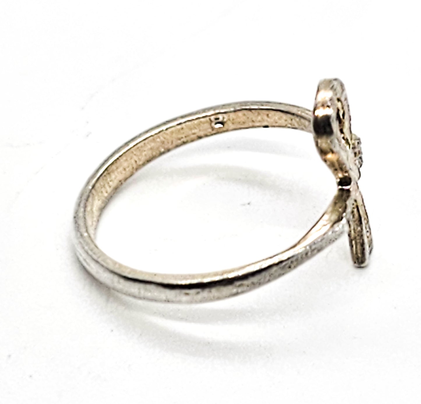 Ankh Key of Life Egyptian Revival vintage sterling silver etched ring size 5.5