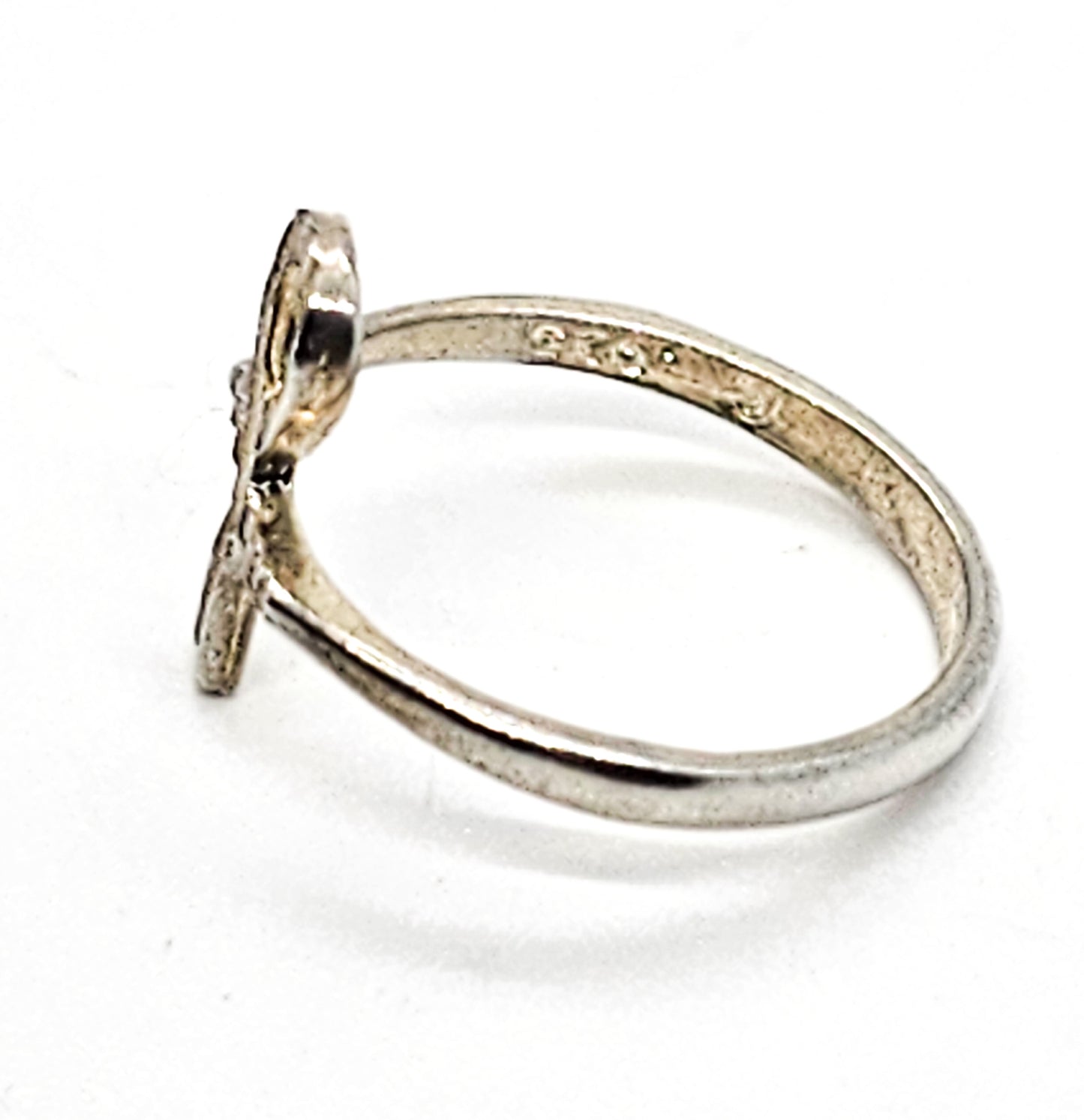 Ankh Key of Life Egyptian Revival vintage sterling silver etched ring size 5.5