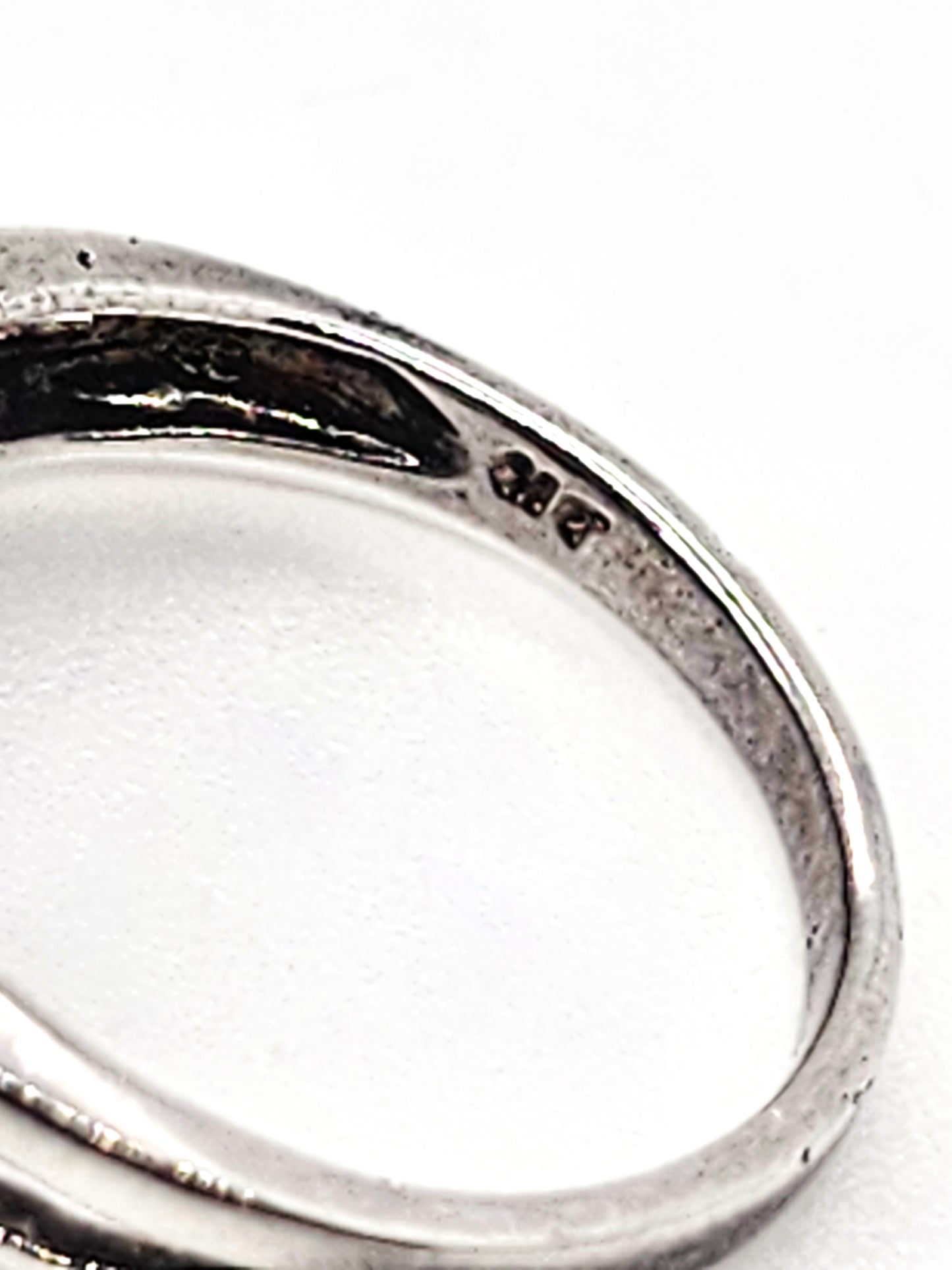 Lab created Sapphire vintage split shank half bezel sterling silver ring size 7