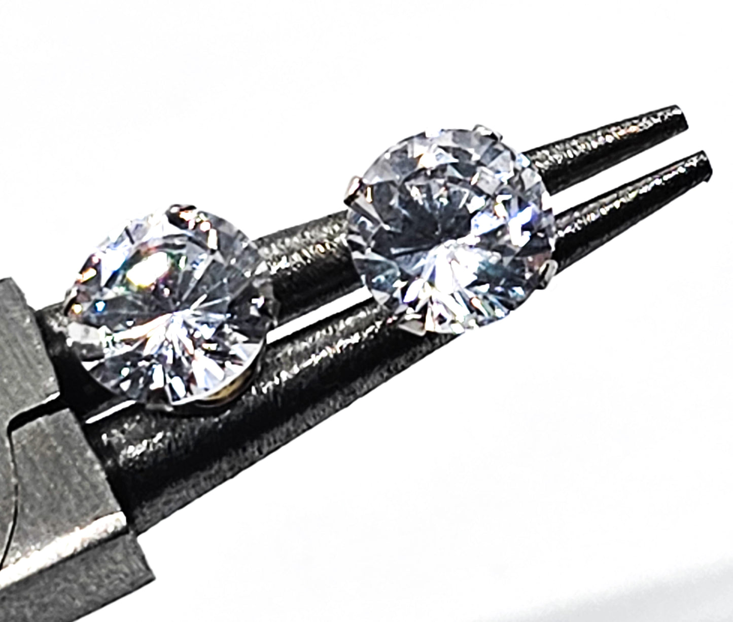 Cubic Zirconia CZ 2ct clear prong set solitaire sterling silver stud earrings