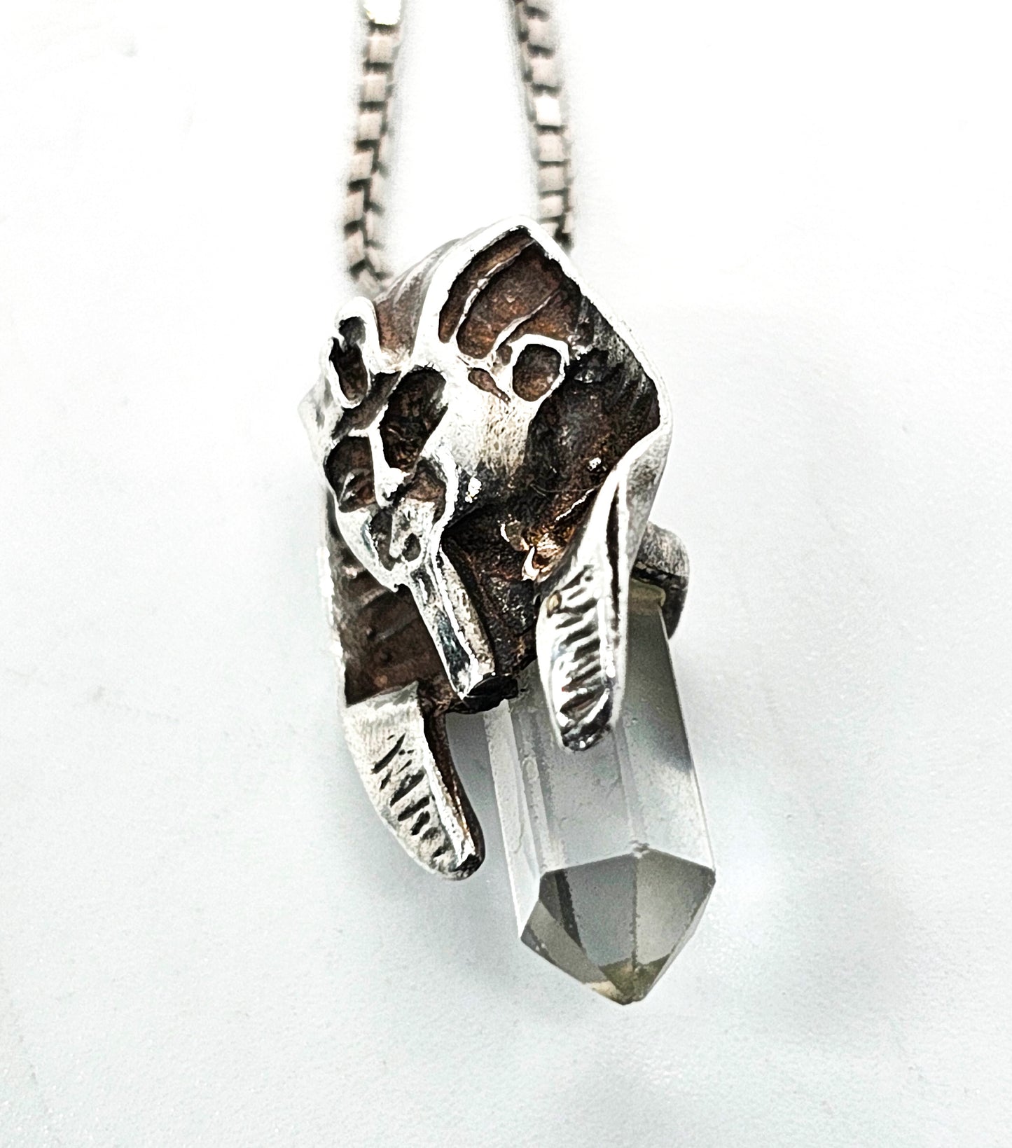 Egyptian Revival King Tut Pharoah terminated quartz sterling silver vintage necklace
