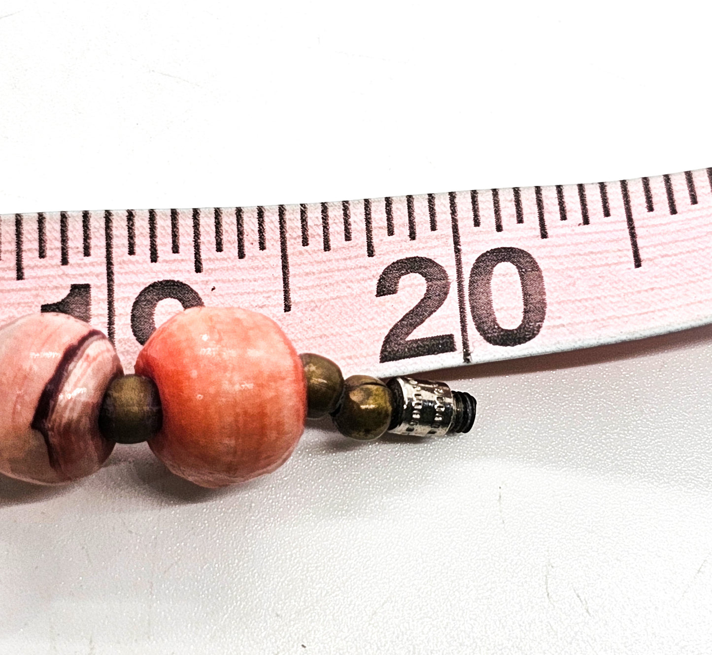 Rhodocrosite carved vintage hand cut 20 inch vintage beaded necklace