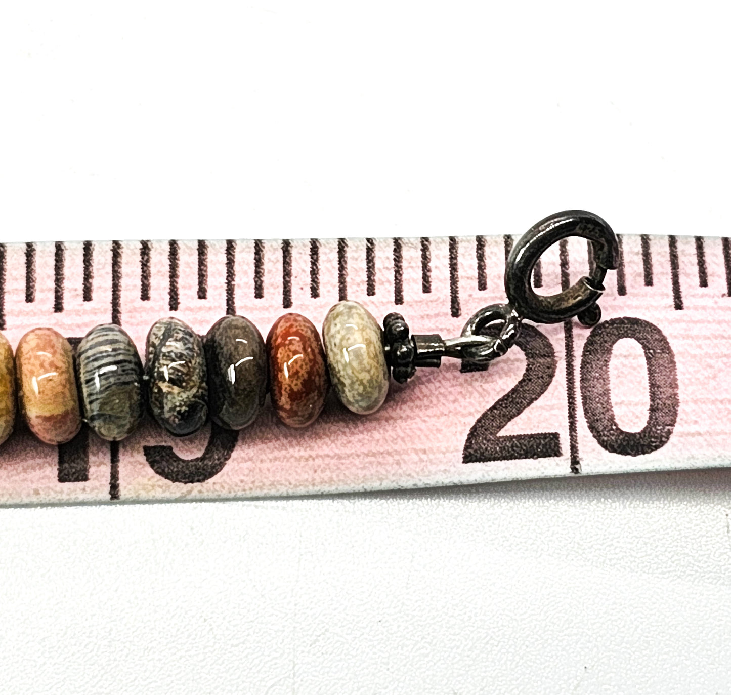Picasso jasper and pyrite beaded sterling silver 20 inch necklace