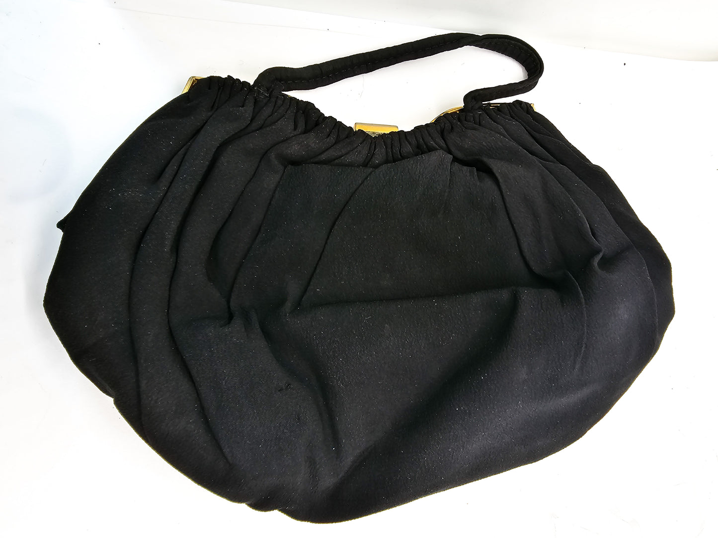 Art Deco Marcasite handmade vintage black and gold cloth purse handbag