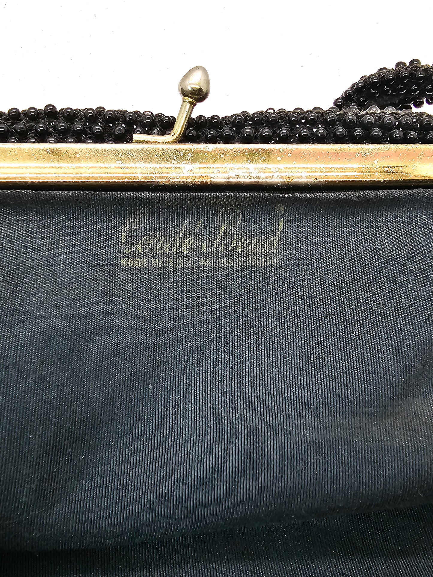 Corde Bead black beaded French Fabric Antique Art Deco purse