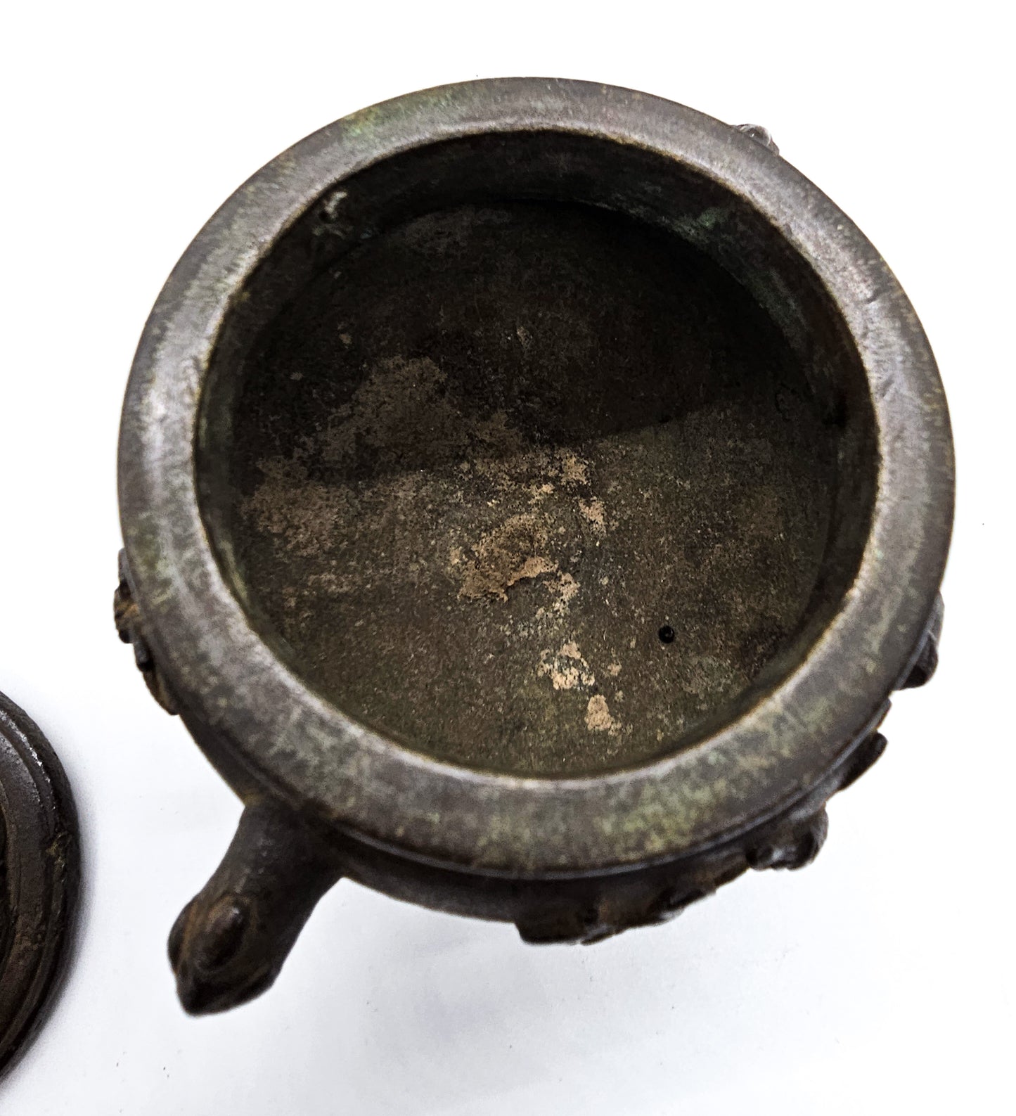 Bronze foo dog and bird antique early 20th century censer incense burner