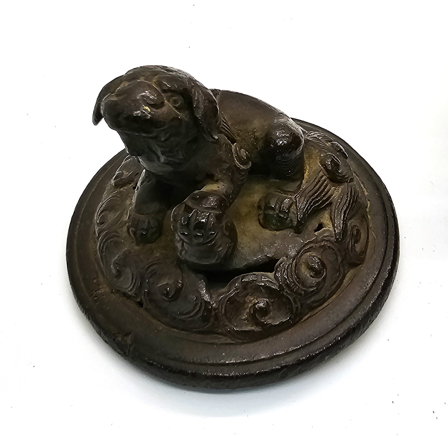 Bronze foo dog and bird antique early 20th century censer incense burner