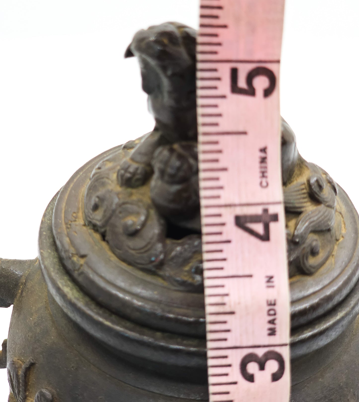 Bronze foo dog and bird antique early 20th century censer incense burner