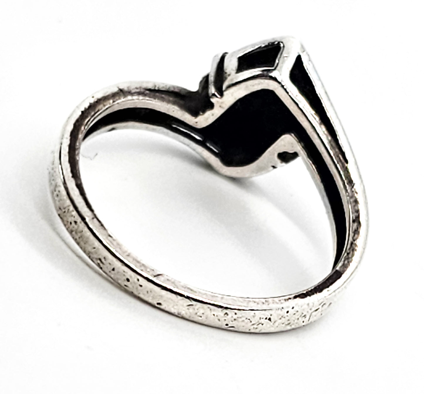 Black Sapphire CZ cubic zirconia retro sterling silver ring size 8