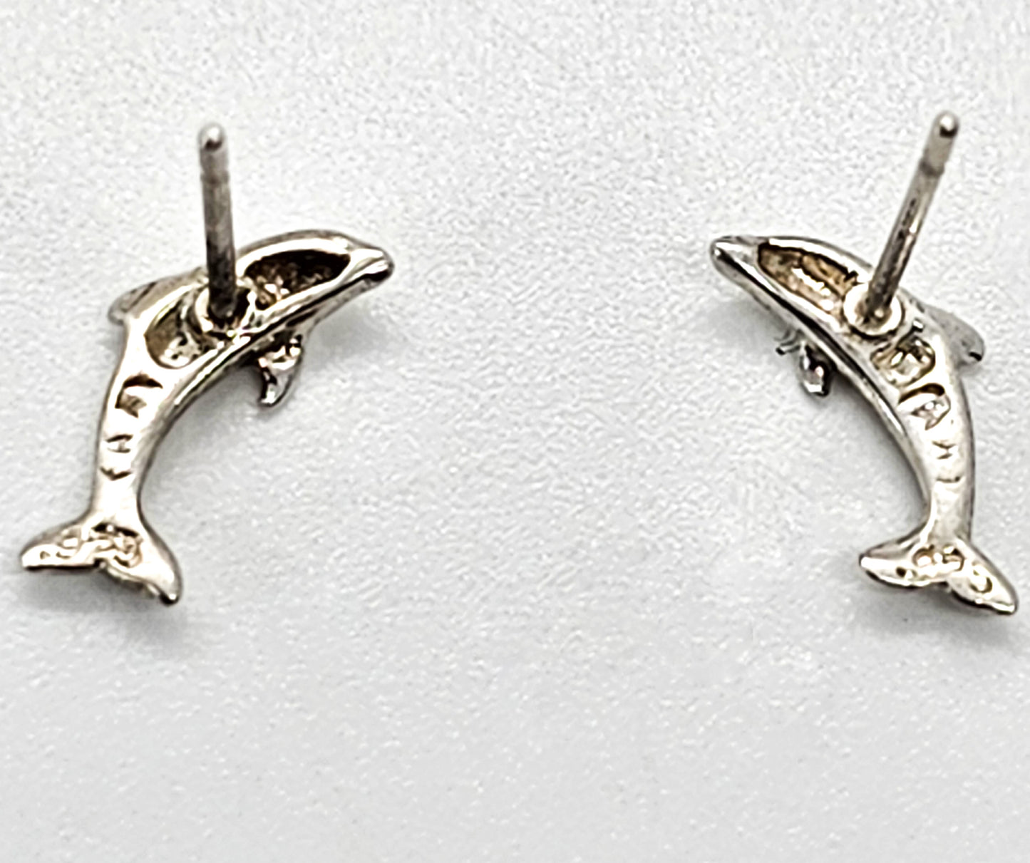 Jumping Dolphin vintage sterling silver stud earrings
