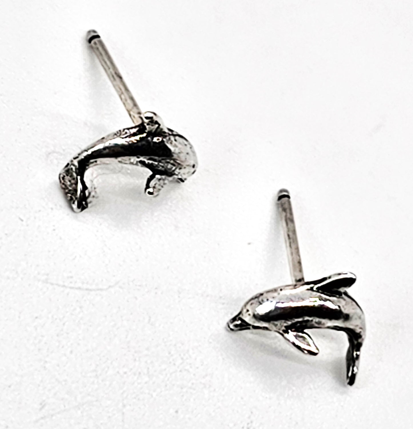Jumping Dolphin vintage sterling silver stud earrings