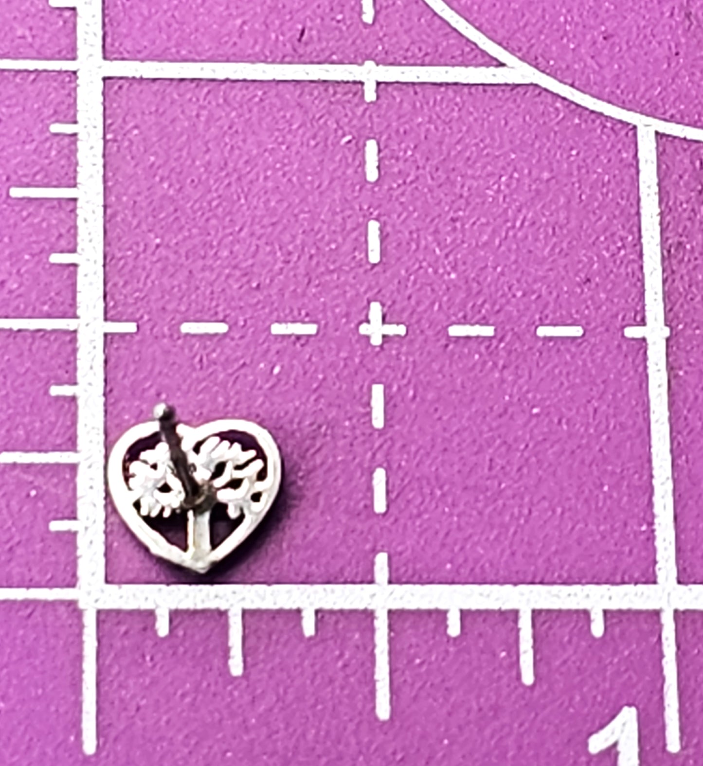 Tree of life open work heart sterling silver stud earrings
