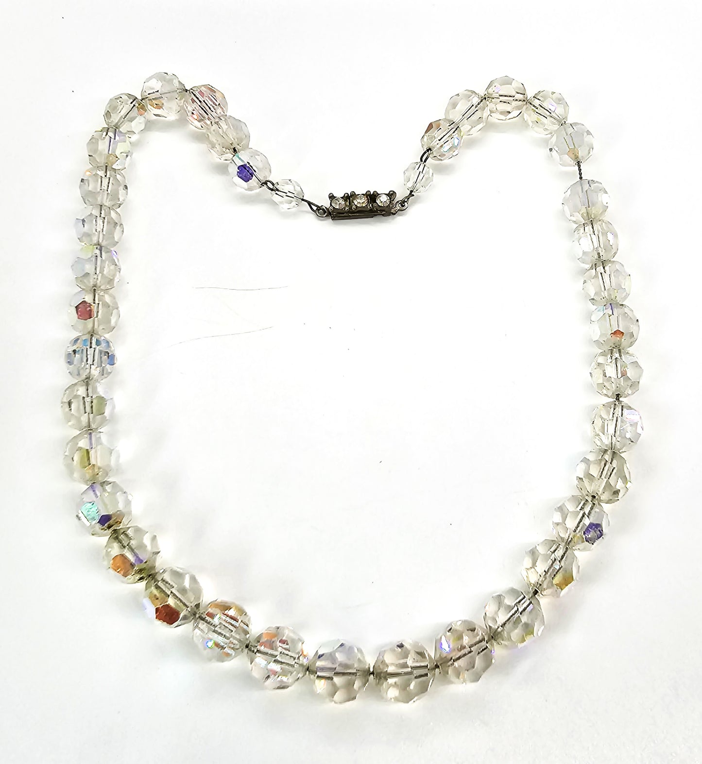 Austrian Crystal Aurora Borealis disco beaded vintage necklace 1960's
