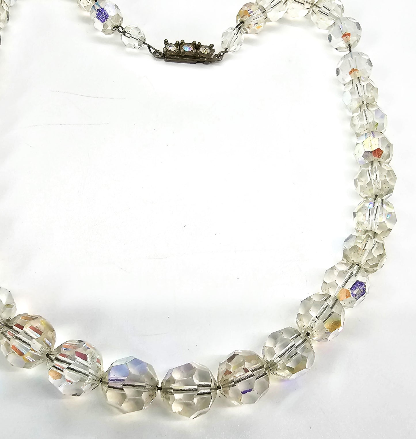 Austrian Crystal Aurora Borealis disco beaded vintage necklace 1960's