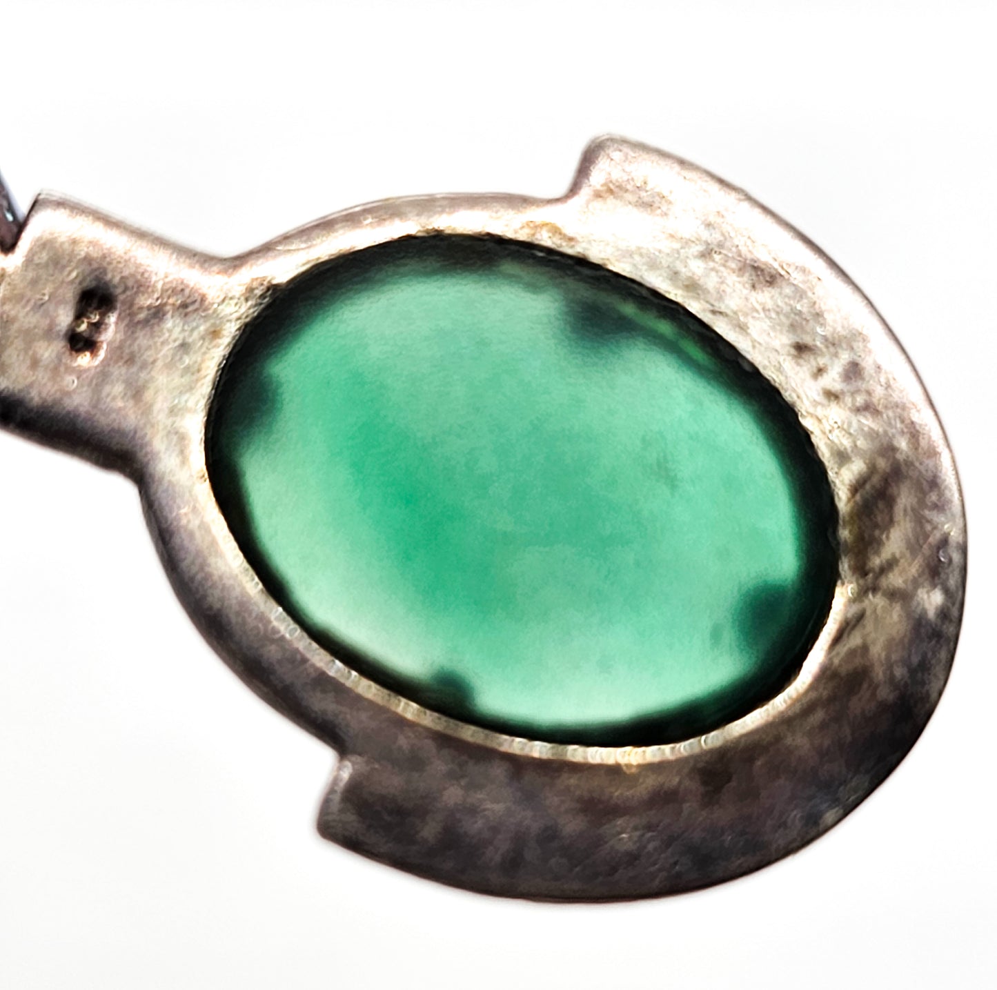 Art Deco Green Chalcedony and marcasite vintage sterling silver drop earrings