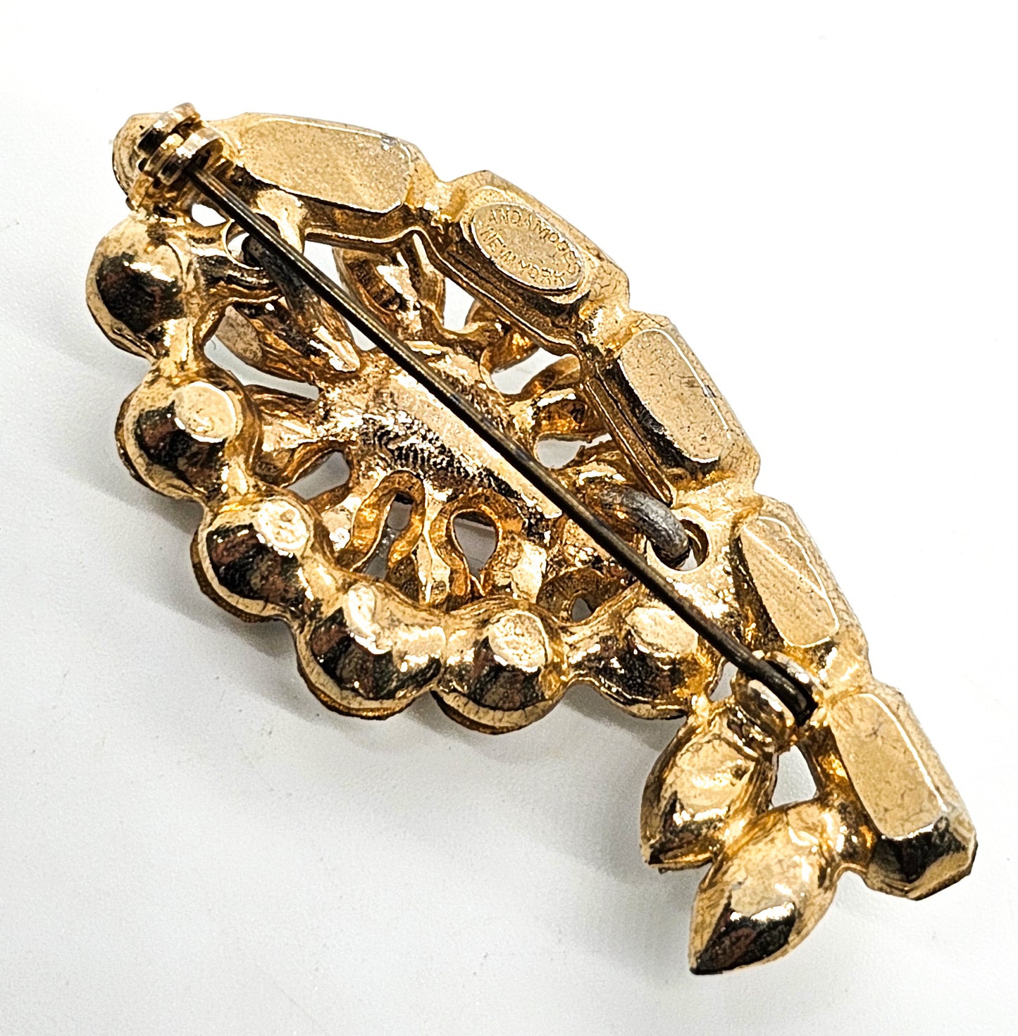 Anda Modes New York Aurora borealis vintage rhinestone key brooch
