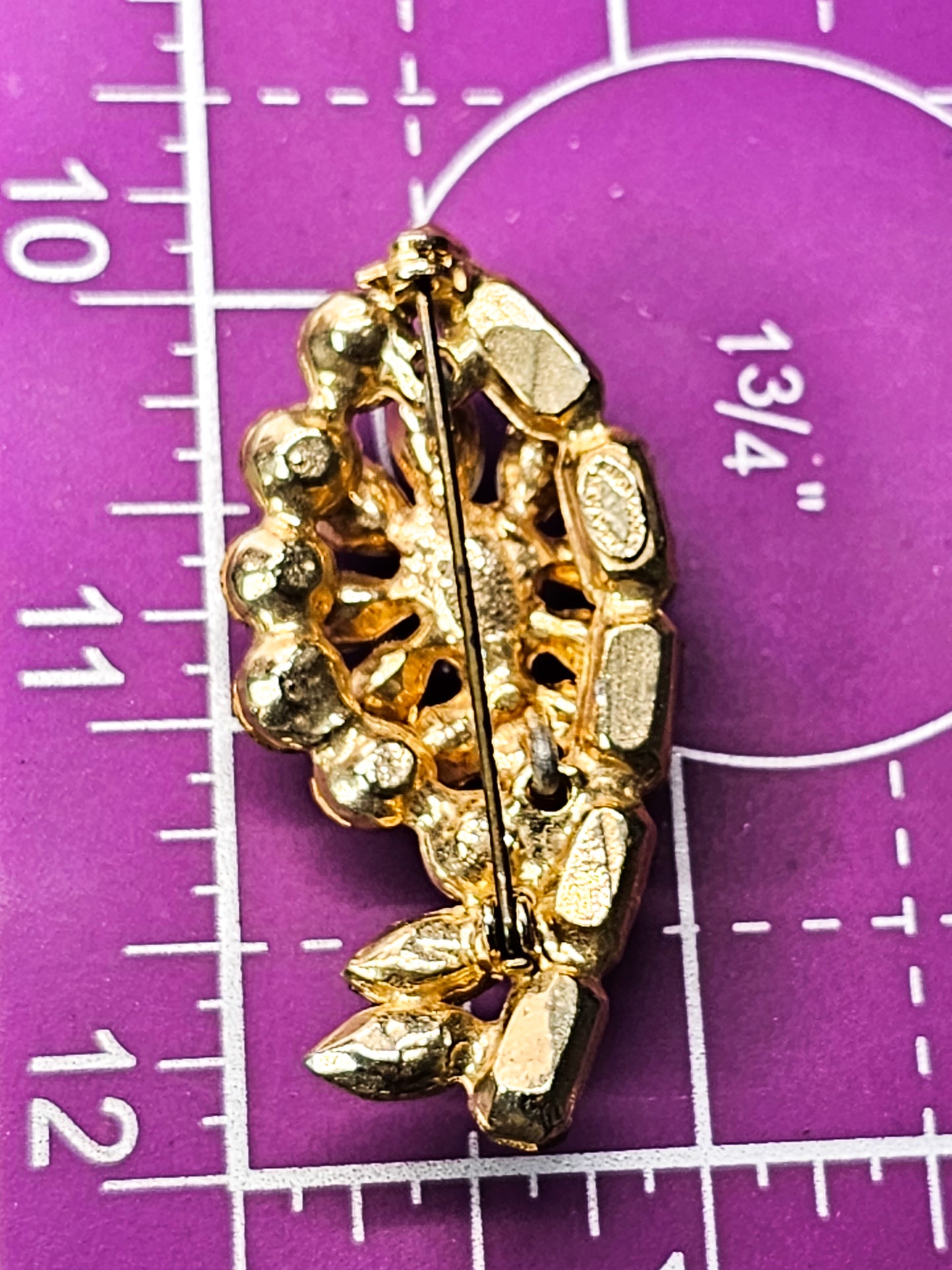 Anda Modes New York Aurora borealis vintage rhinestone key brooch