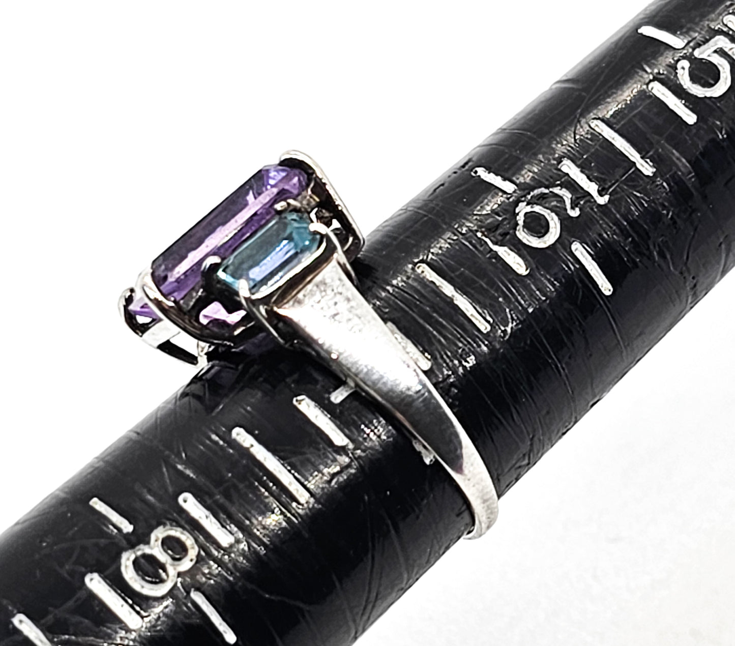 Amethyst blue topaz large vintage sterling silver statement ring size 7