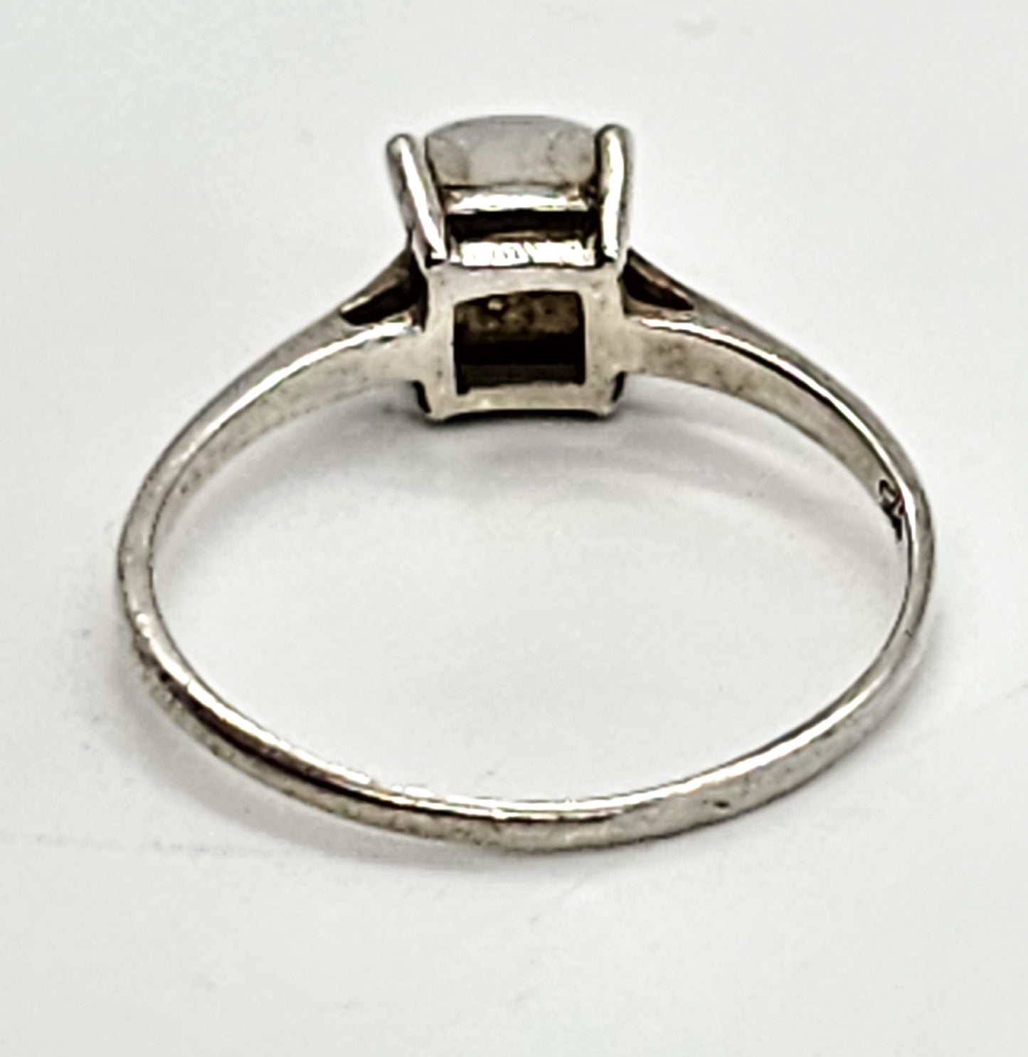 Princess cut flashy blue moonstone minimalist sterling silver ring size 8
