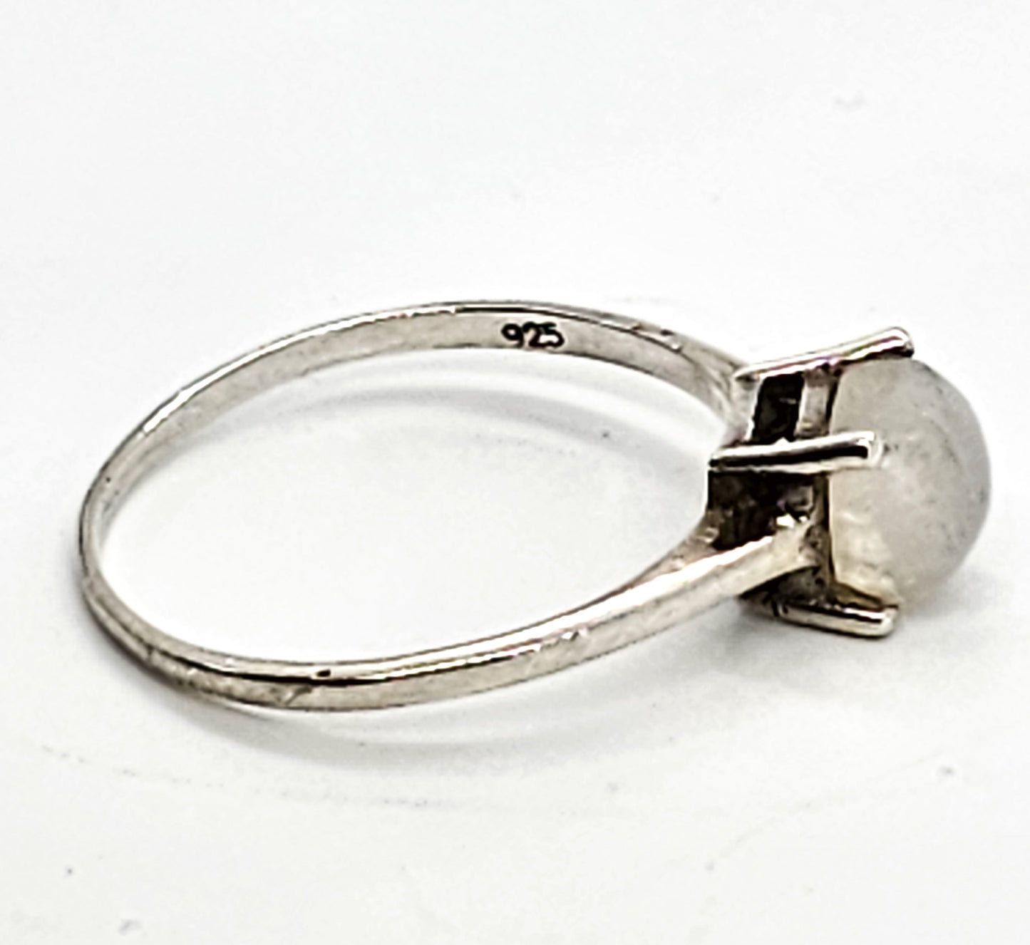Princess cut flashy blue moonstone minimalist sterling silver ring size 8